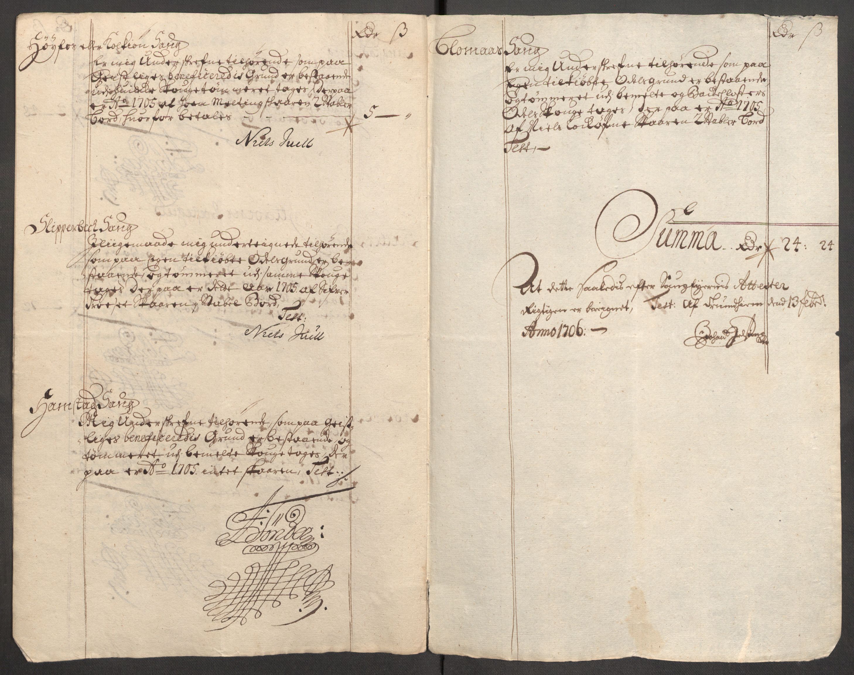 Rentekammeret inntil 1814, Reviderte regnskaper, Fogderegnskap, RA/EA-4092/R63/L4314: Fogderegnskap Inderøy, 1705, p. 127