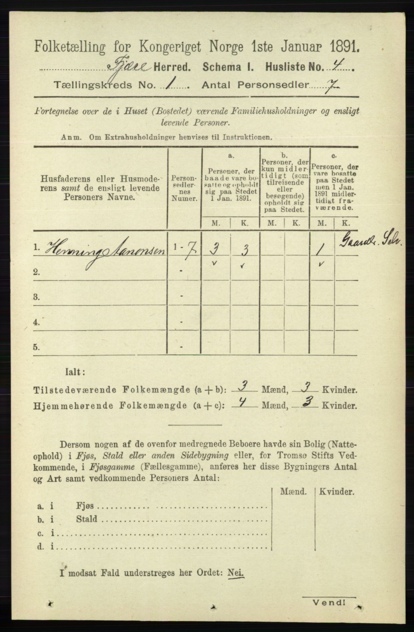 RA, 1891 census for 0923 Fjære, 1891, p. 35