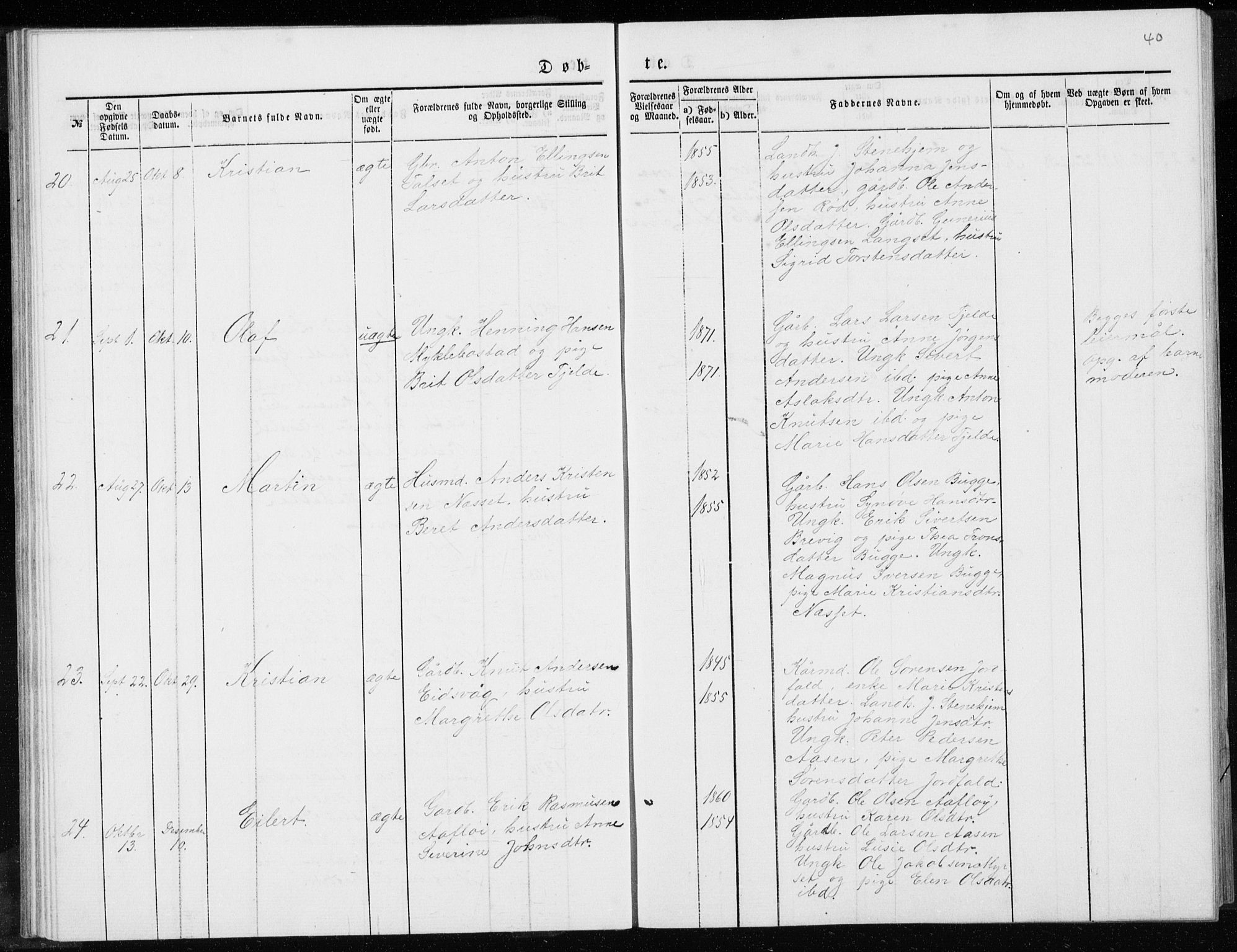 Ministerialprotokoller, klokkerbøker og fødselsregistre - Møre og Romsdal, AV/SAT-A-1454/551/L0631: Parish register (copy) no. 551C03, 1886-1894, p. 40