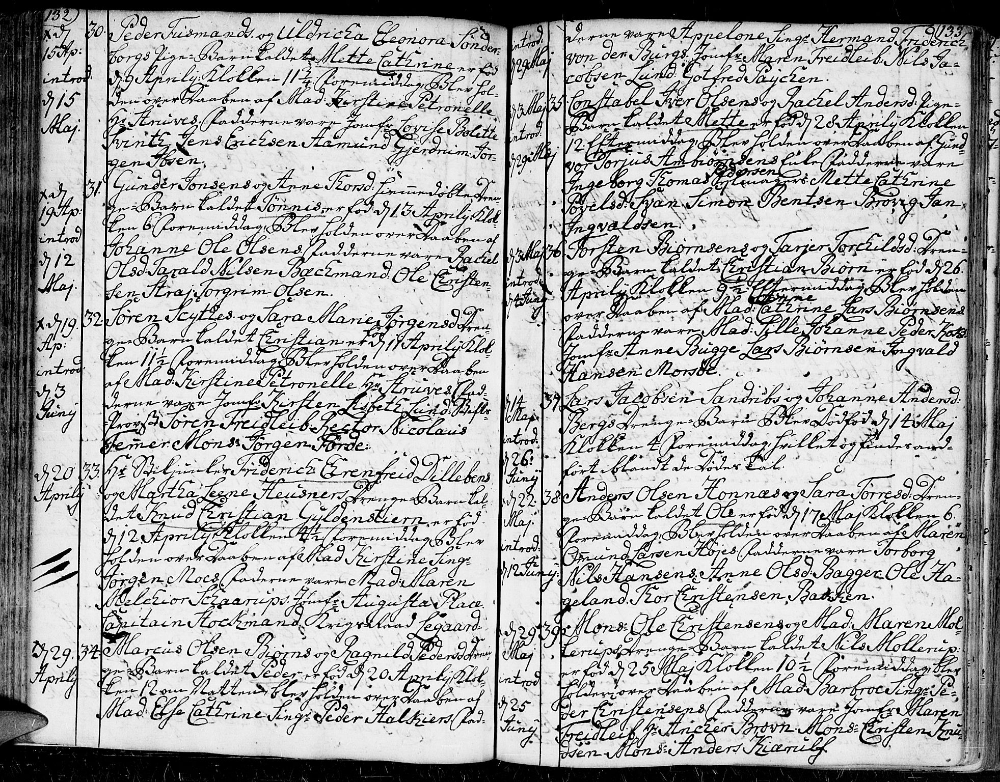 Kristiansand domprosti, AV/SAK-1112-0006/F/Fa/L0002: Parish register (official) no. A 2, 1755-1778, p. 132-133