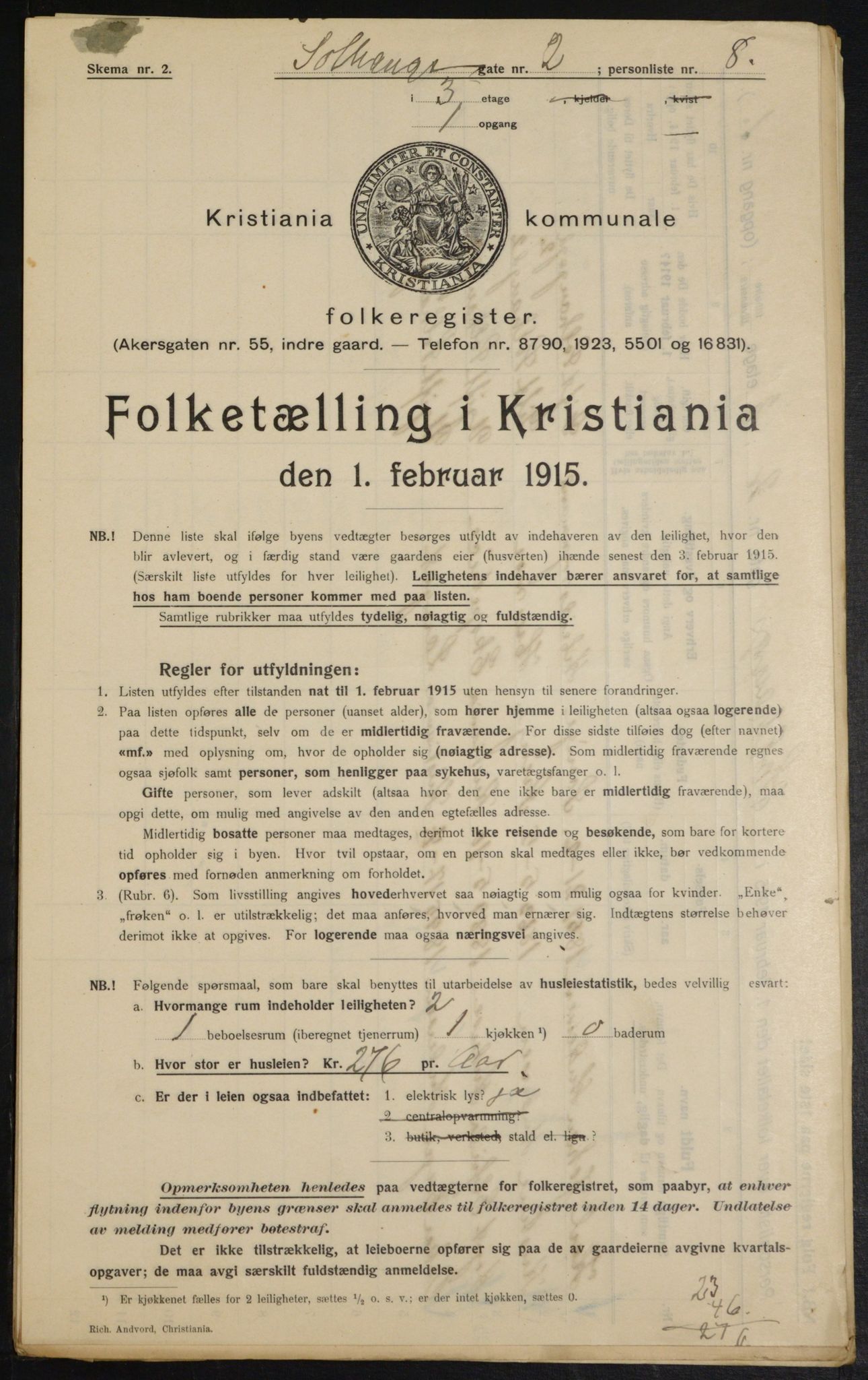 OBA, Municipal Census 1915 for Kristiania, 1915, p. 99267