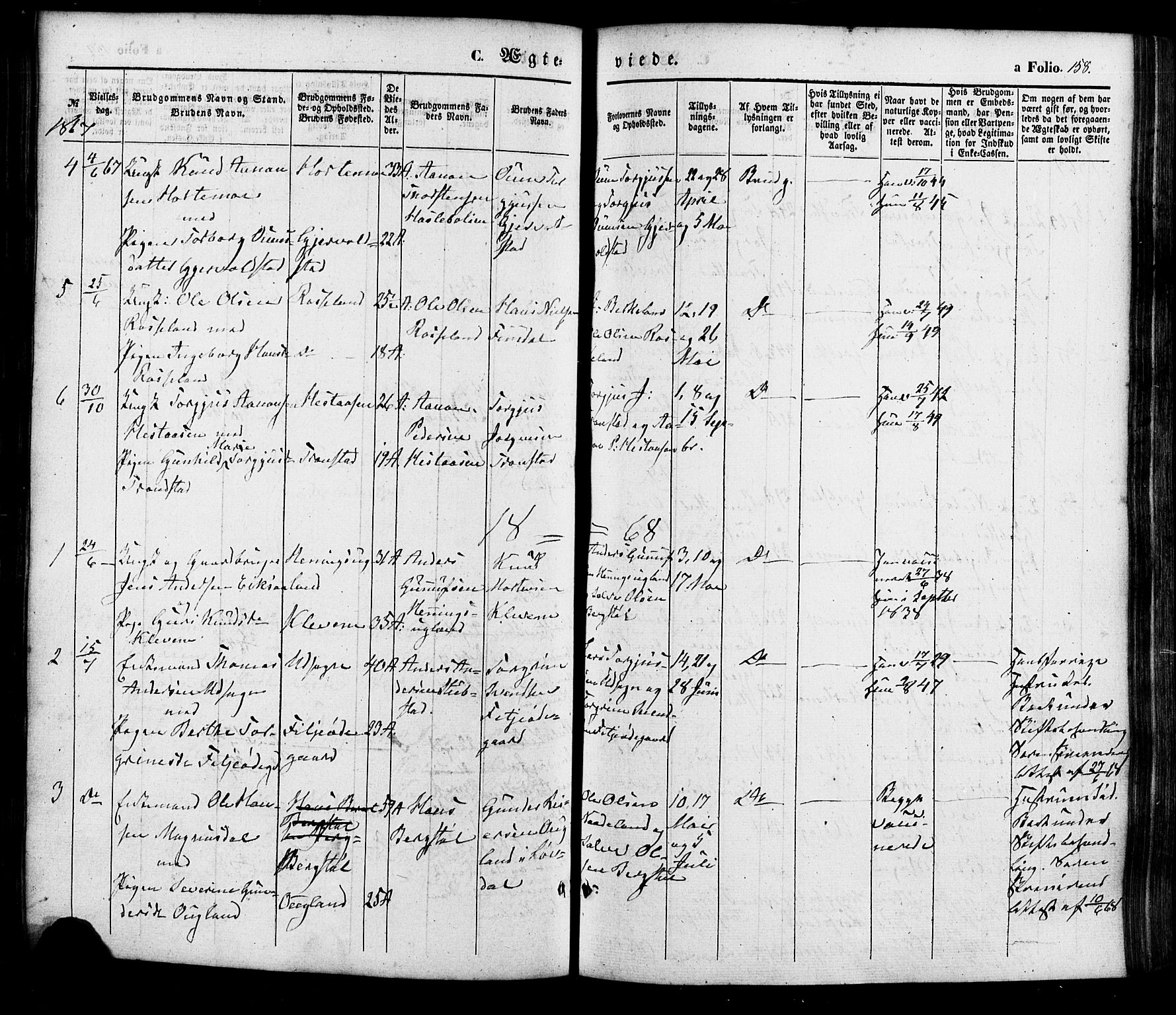 Søgne sokneprestkontor, AV/SAK-1111-0037/F/Fa/Faa/L0002: Parish register (official) no. A 2, 1854-1882, p. 158