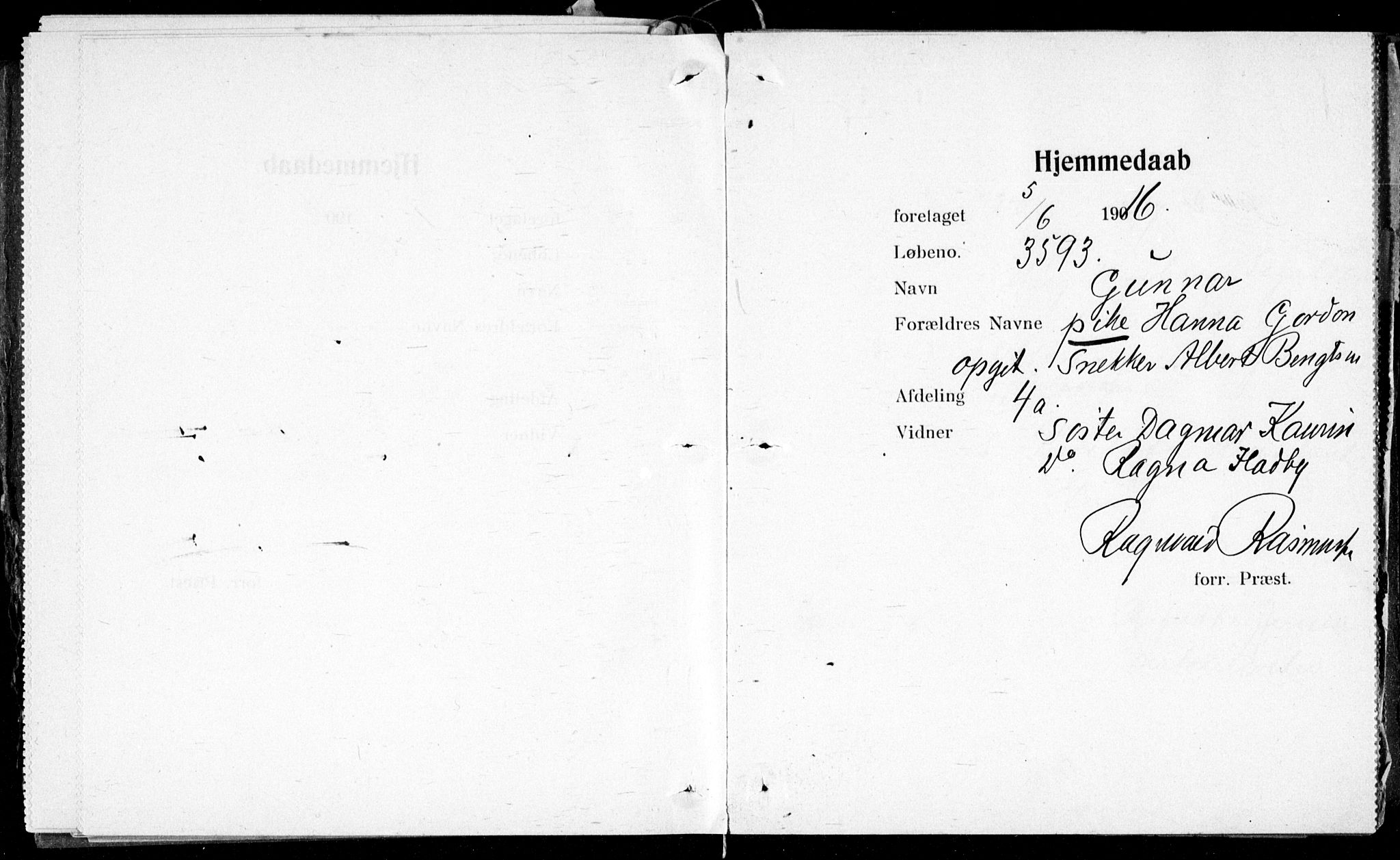 Ullevål sykehus prestekontor Kirkebøker, SAO/A-10542a/K/Ka/L0002: Baptism register no. 2, 1907-1924