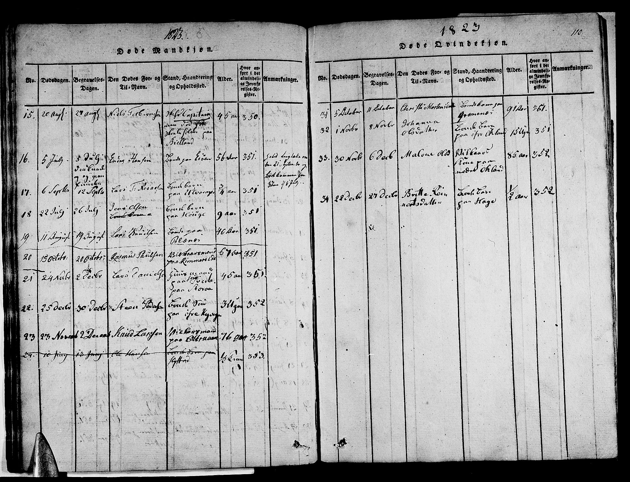 Stord sokneprestembete, SAB/A-78201/H/Haa: Parish register (official) no. A 5, 1816-1825, p. 110