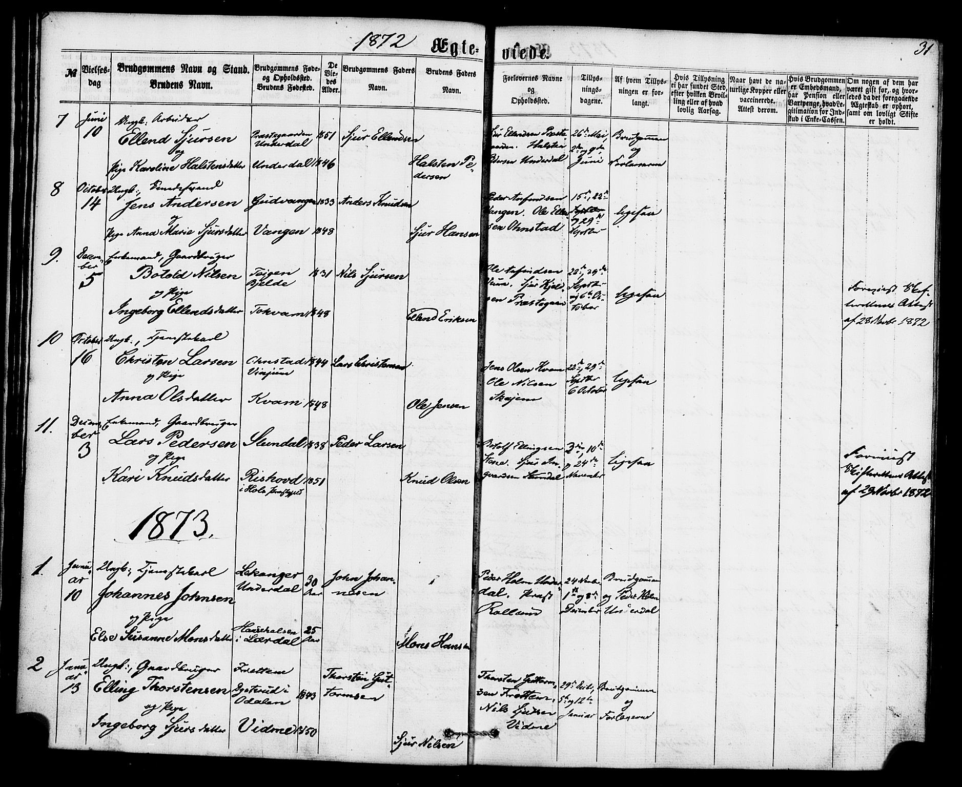 Aurland sokneprestembete, AV/SAB-A-99937/H/Ha/Haa/L0010: Parish register (official) no. A 10, 1859-1879, p. 31