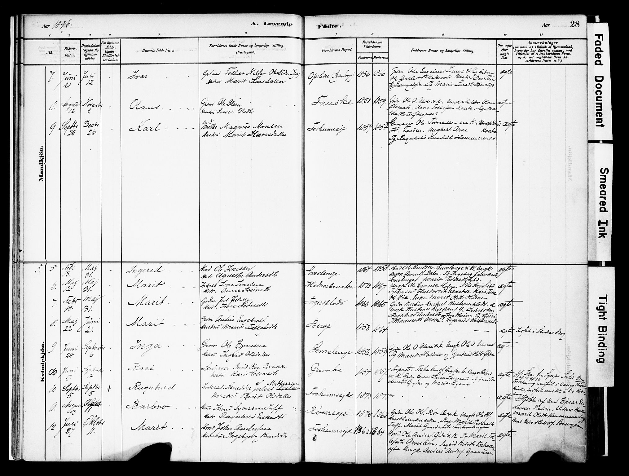 Vestre Slidre prestekontor, AV/SAH-PREST-136/H/Ha/Haa/L0006: Parish register (official) no. 6, 1881-1912, p. 28