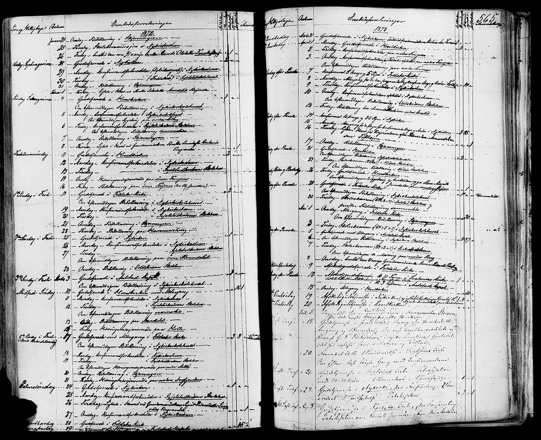 Gausdal prestekontor, SAH/PREST-090/H/Ha/Haa/L0010: Parish register (official) no. 10, 1867-1886, p. 565