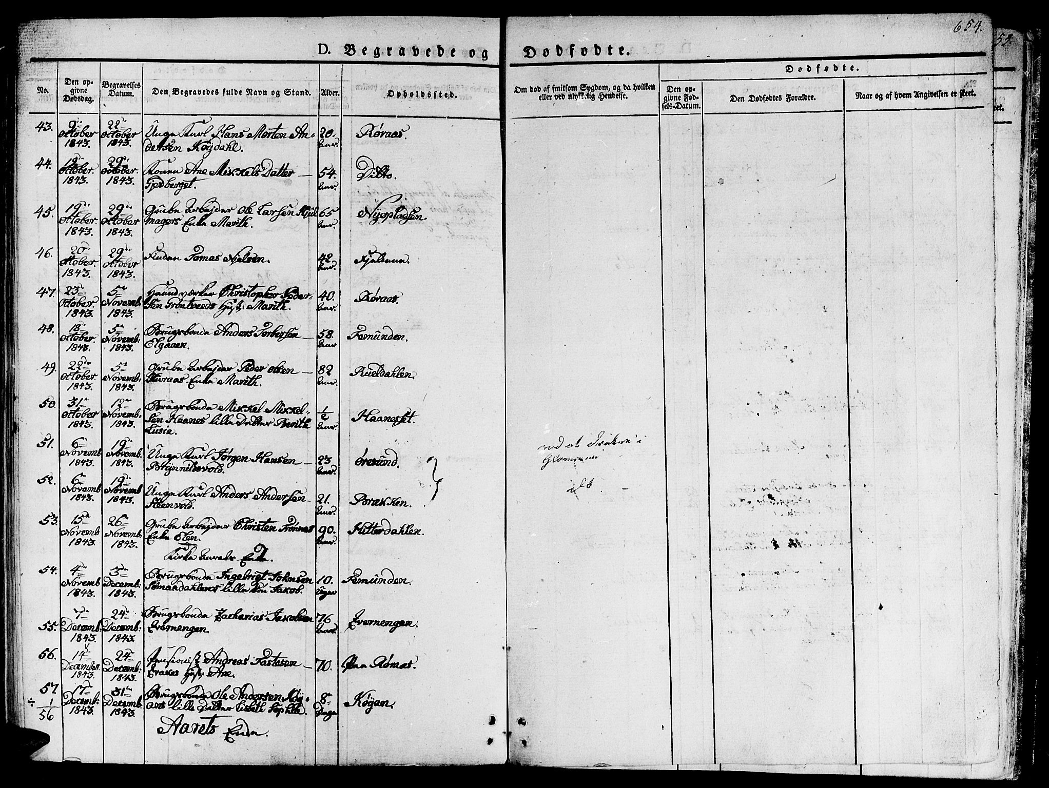 Ministerialprotokoller, klokkerbøker og fødselsregistre - Sør-Trøndelag, AV/SAT-A-1456/681/L0930: Parish register (official) no. 681A08, 1829-1844, p. 654