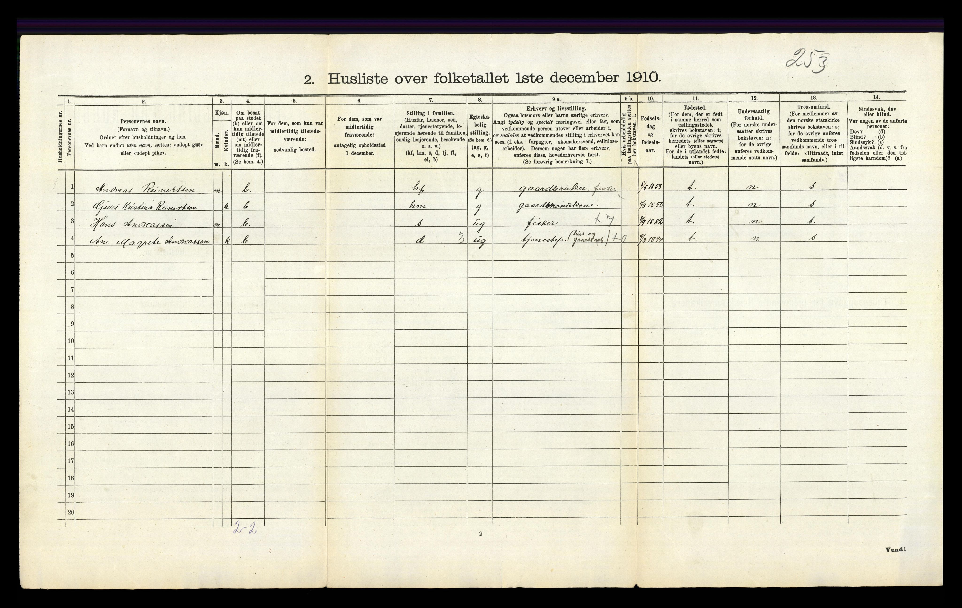 RA, 1910 census for Eigersund, 1910, p. 43