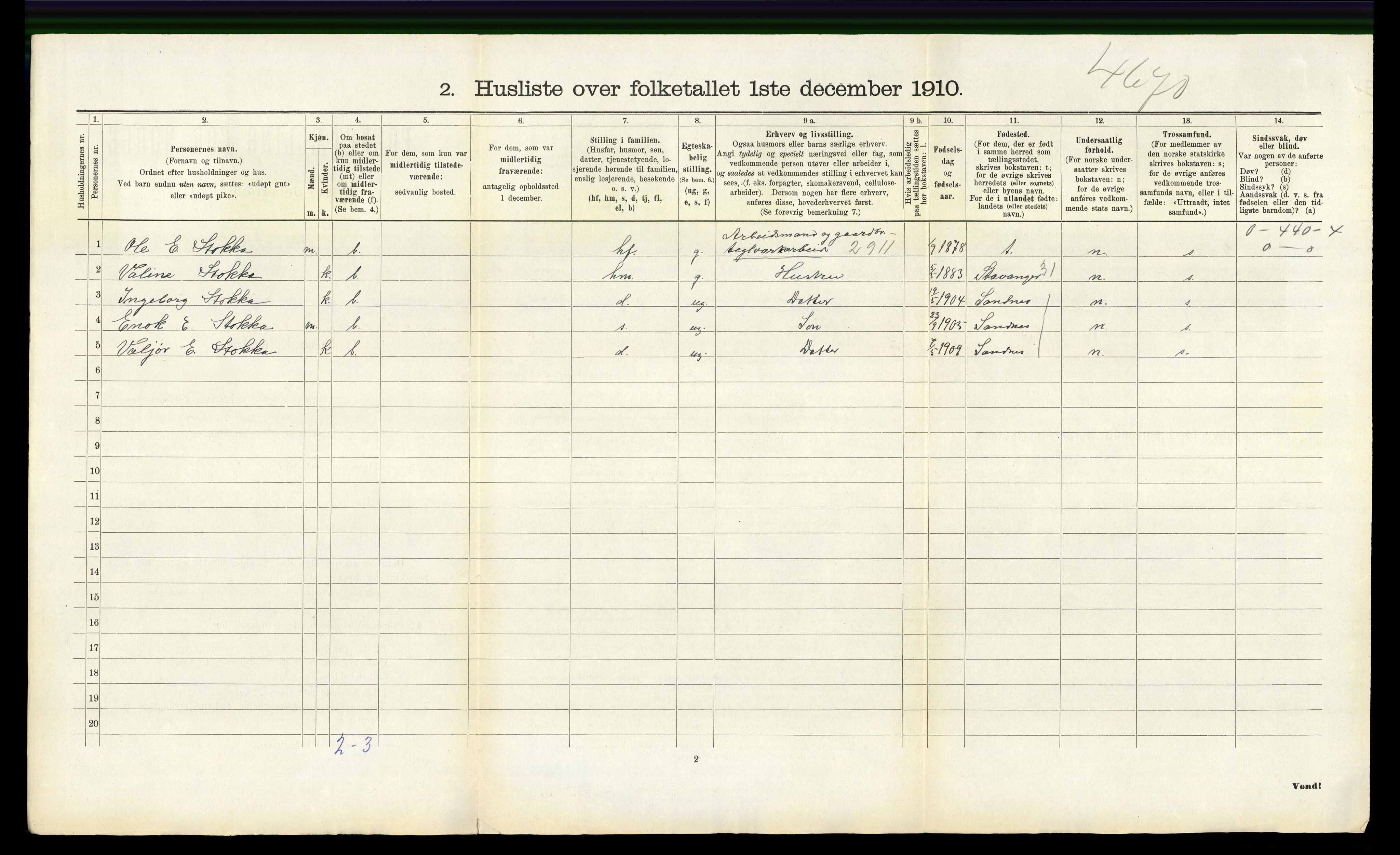 RA, 1910 census for Høyland, 1910, p. 1697