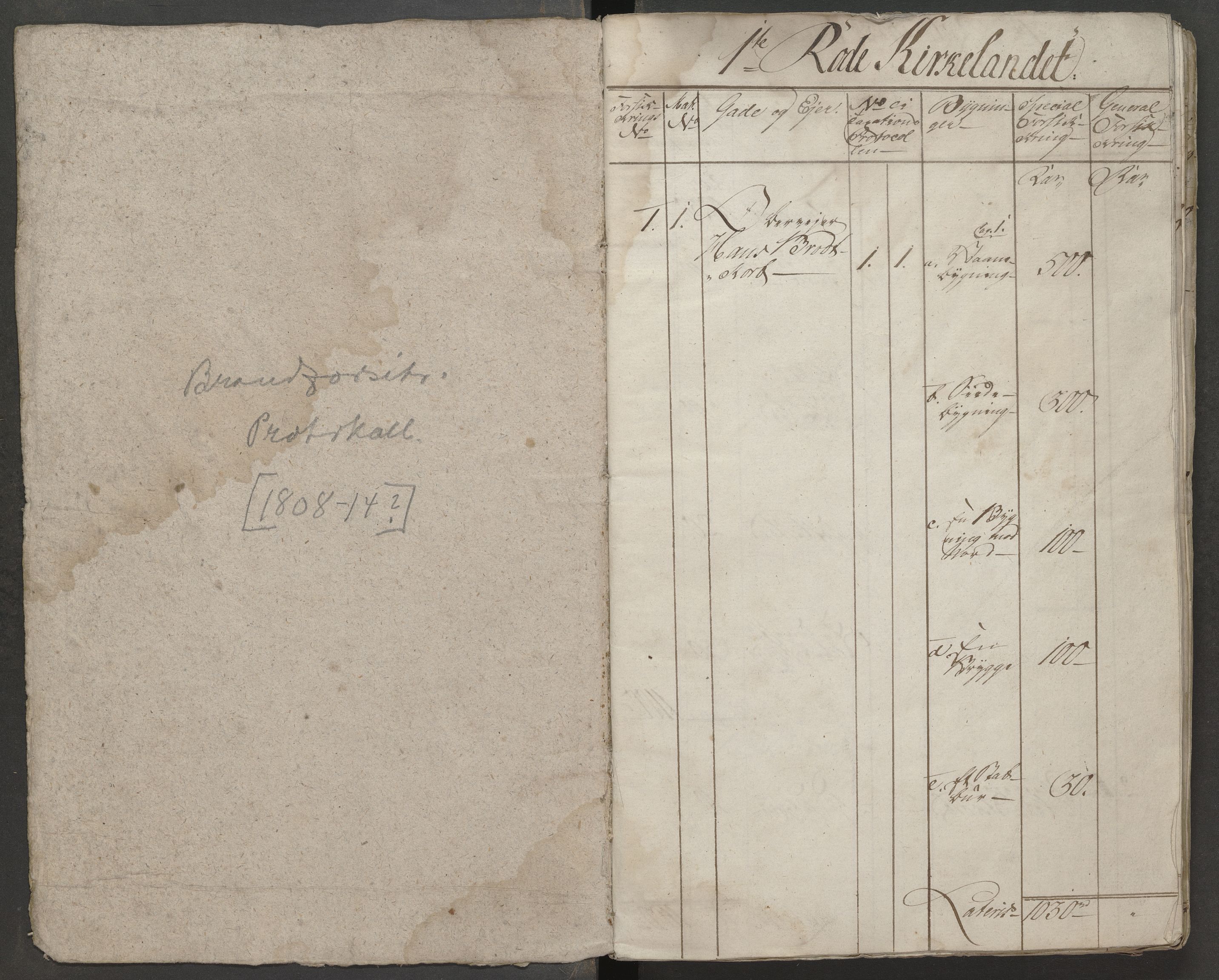 Kristiansund magistrat, SAT/A-0032/K/L0019: Brannforsikringsprotokoll, 1808-1814