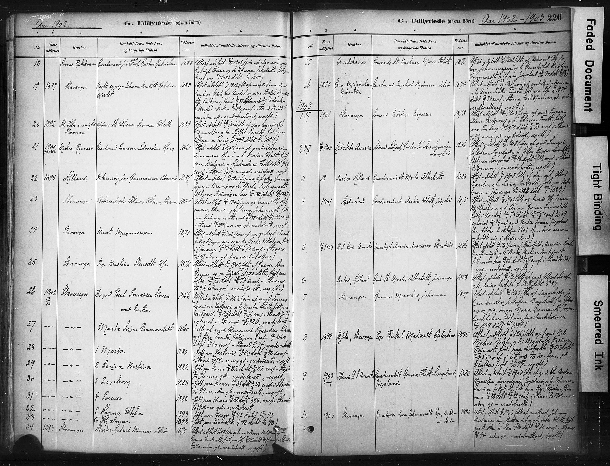 Strand sokneprestkontor, AV/SAST-A-101828/H/Ha/Haa/L0010: Parish register (official) no. A 10, 1882-1929, p. 226