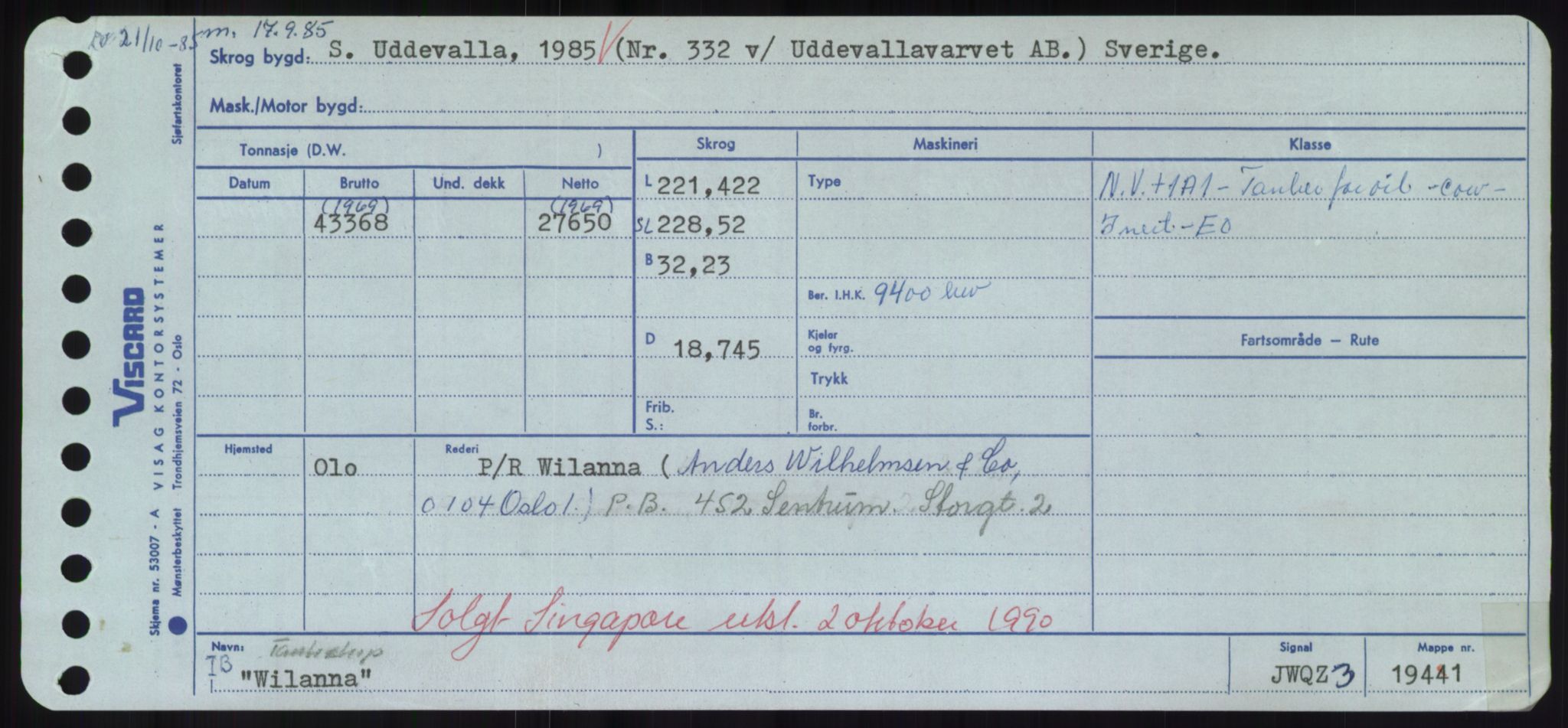 Sjøfartsdirektoratet med forløpere, Skipsmålingen, RA/S-1627/H/Hd/L0041: Fartøy, Vi-Ås, p. 323