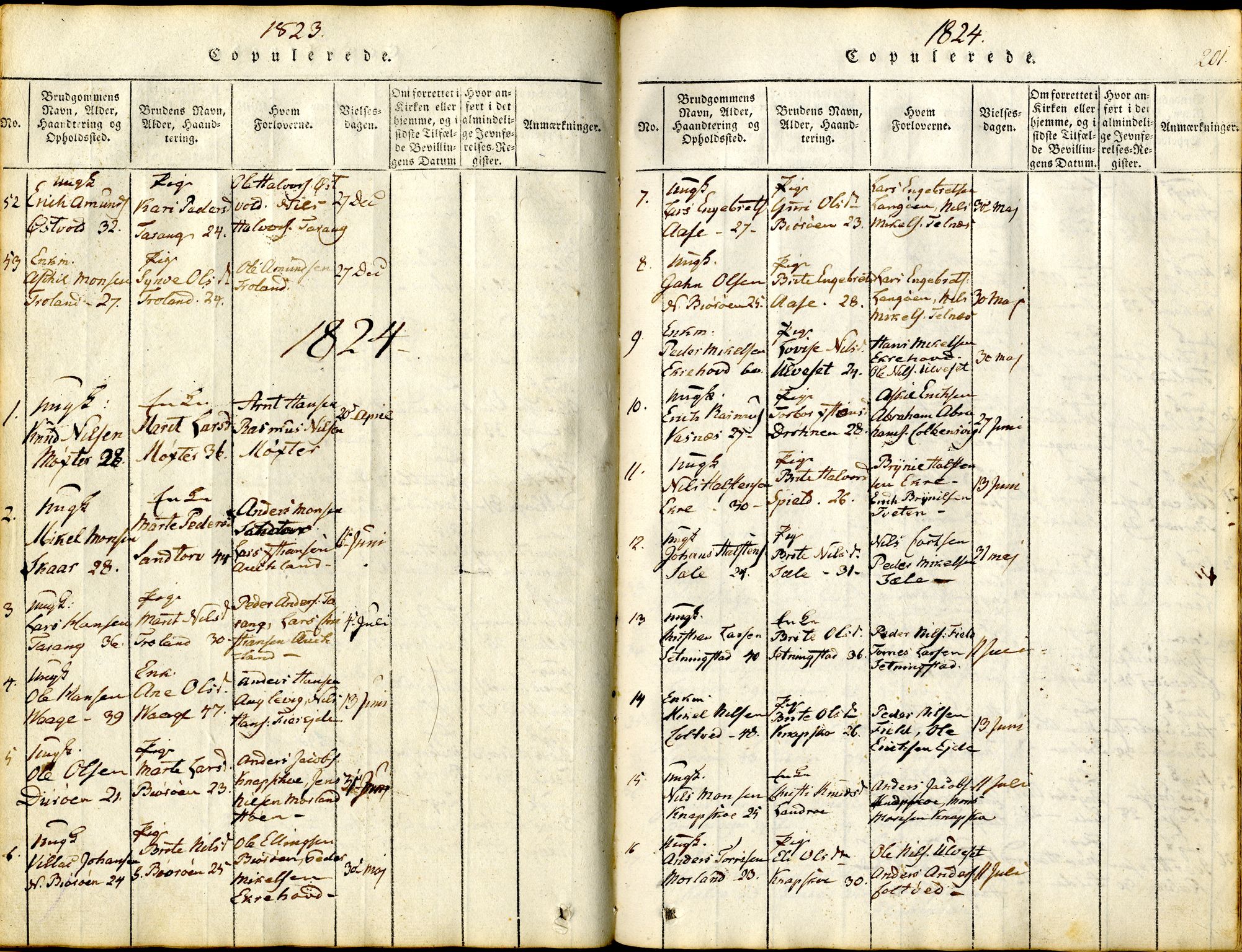 Sund sokneprestembete, SAB/A-99930: Parish register (official) no. A 11, 1814-1825, p. 201