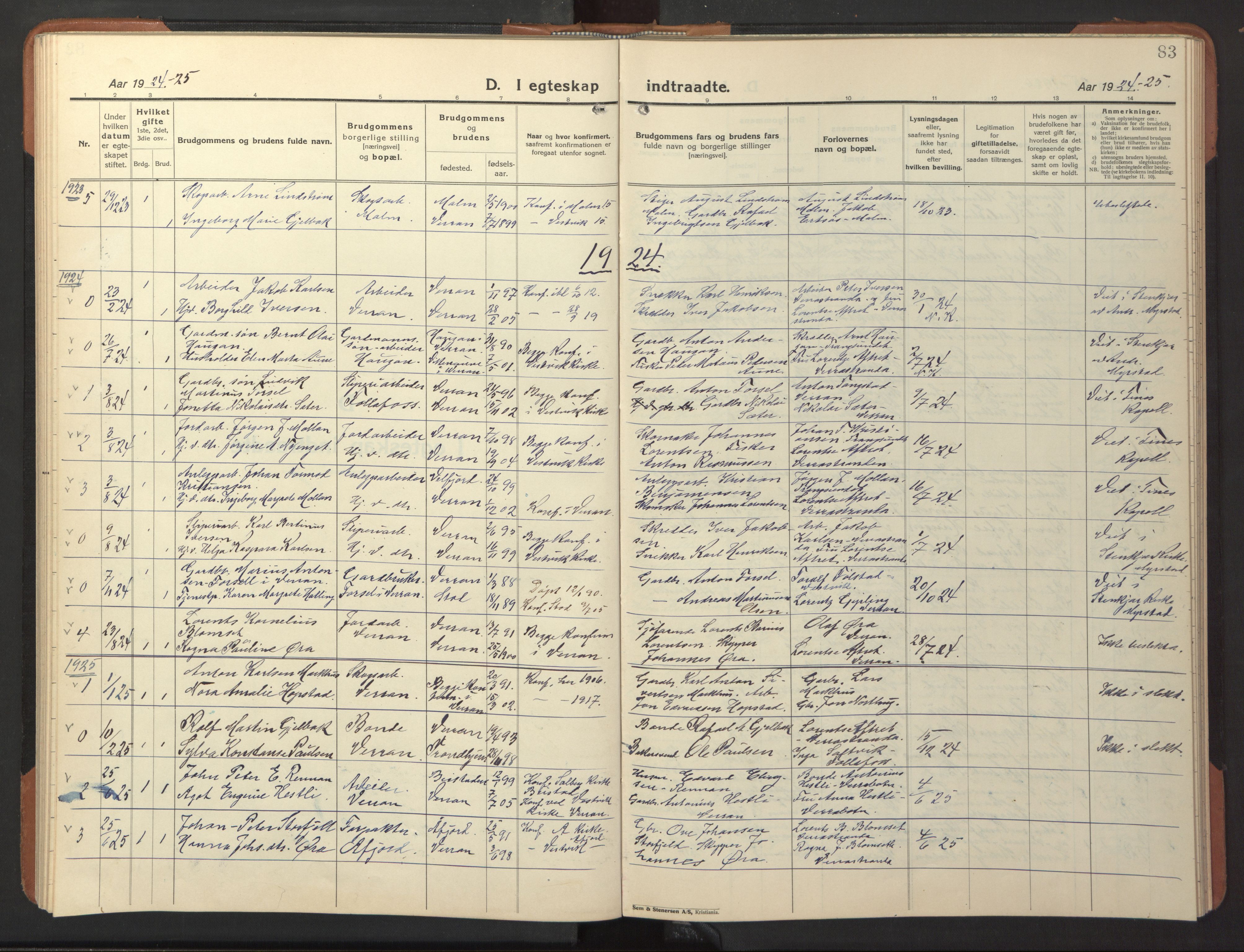 Ministerialprotokoller, klokkerbøker og fødselsregistre - Nord-Trøndelag, SAT/A-1458/744/L0425: Parish register (copy) no. 744C04, 1924-1947, p. 83
