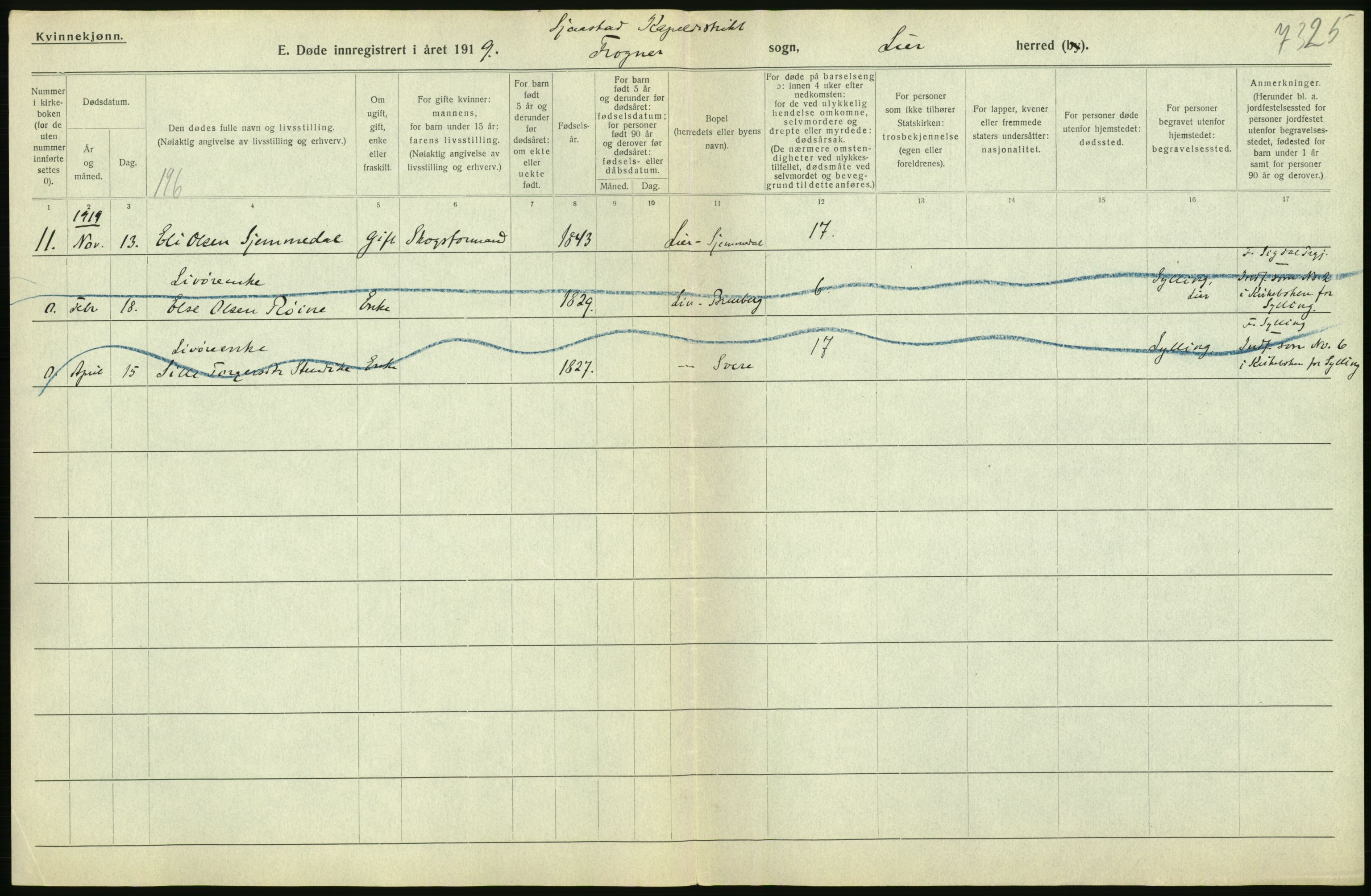 Statistisk sentralbyrå, Sosiodemografiske emner, Befolkning, AV/RA-S-2228/D/Df/Dfb/Dfbi/L0018: Buskerud fylke: Døde. Bygder og byer., 1919, p. 116