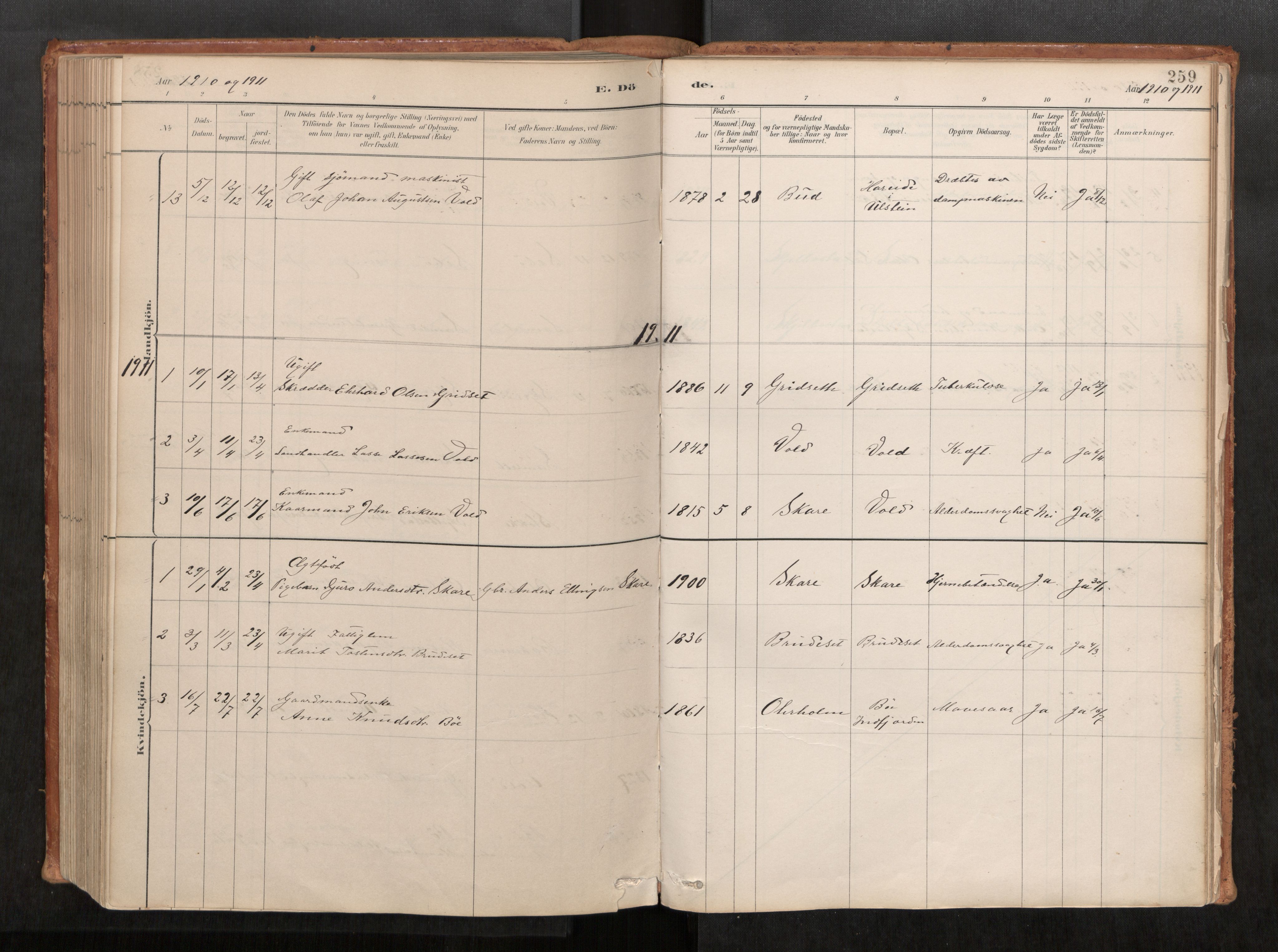 Ministerialprotokoller, klokkerbøker og fødselsregistre - Møre og Romsdal, AV/SAT-A-1454/543/L0568: Parish register (official) no. 543A03, 1885-1915, p. 259