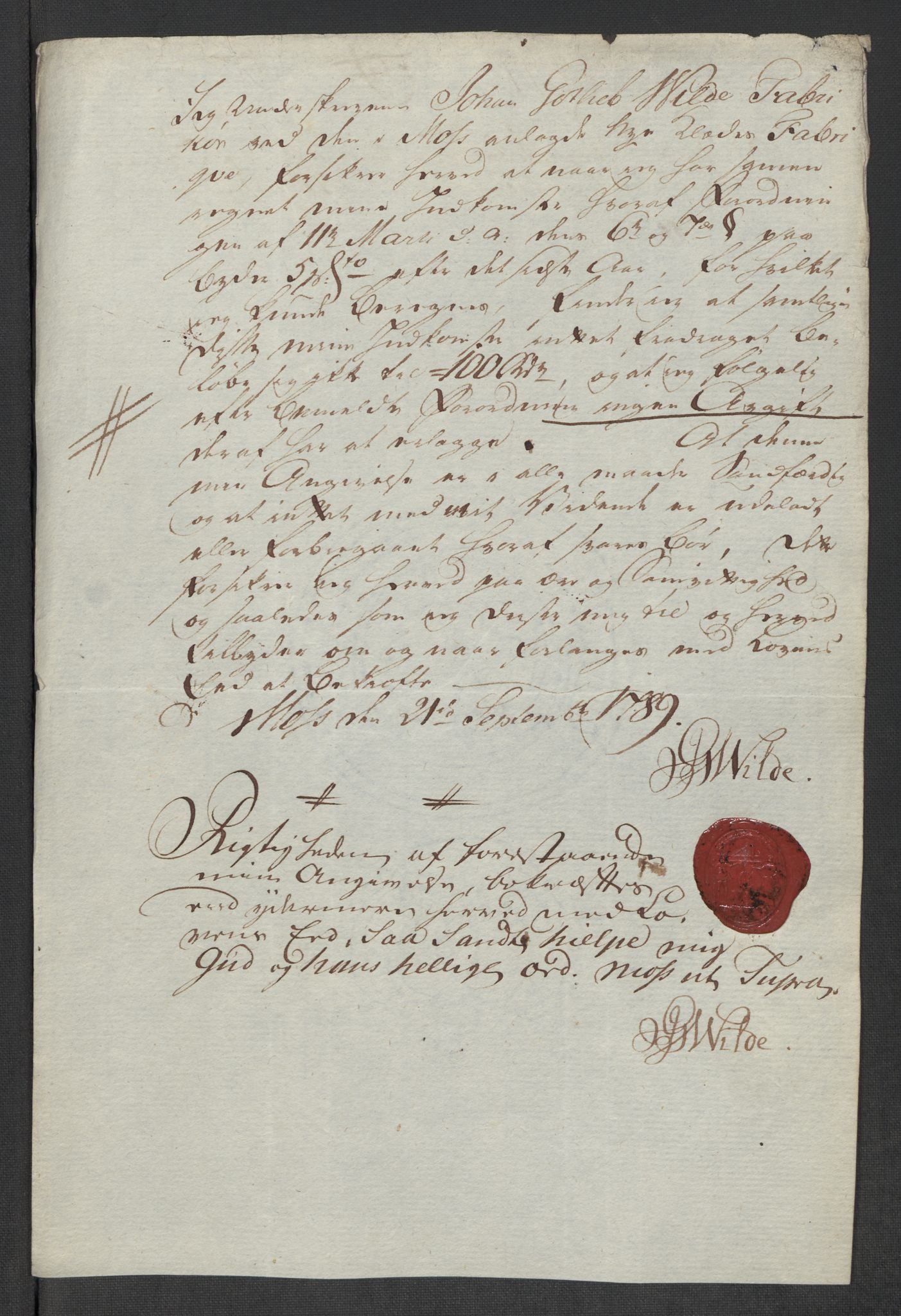 Rentekammeret inntil 1814, Reviderte regnskaper, Mindre regnskaper, AV/RA-EA-4068/Rf/Rfe/L0024: Modum Blåfarvevverk, Molde, Moss, 1789, p. 353