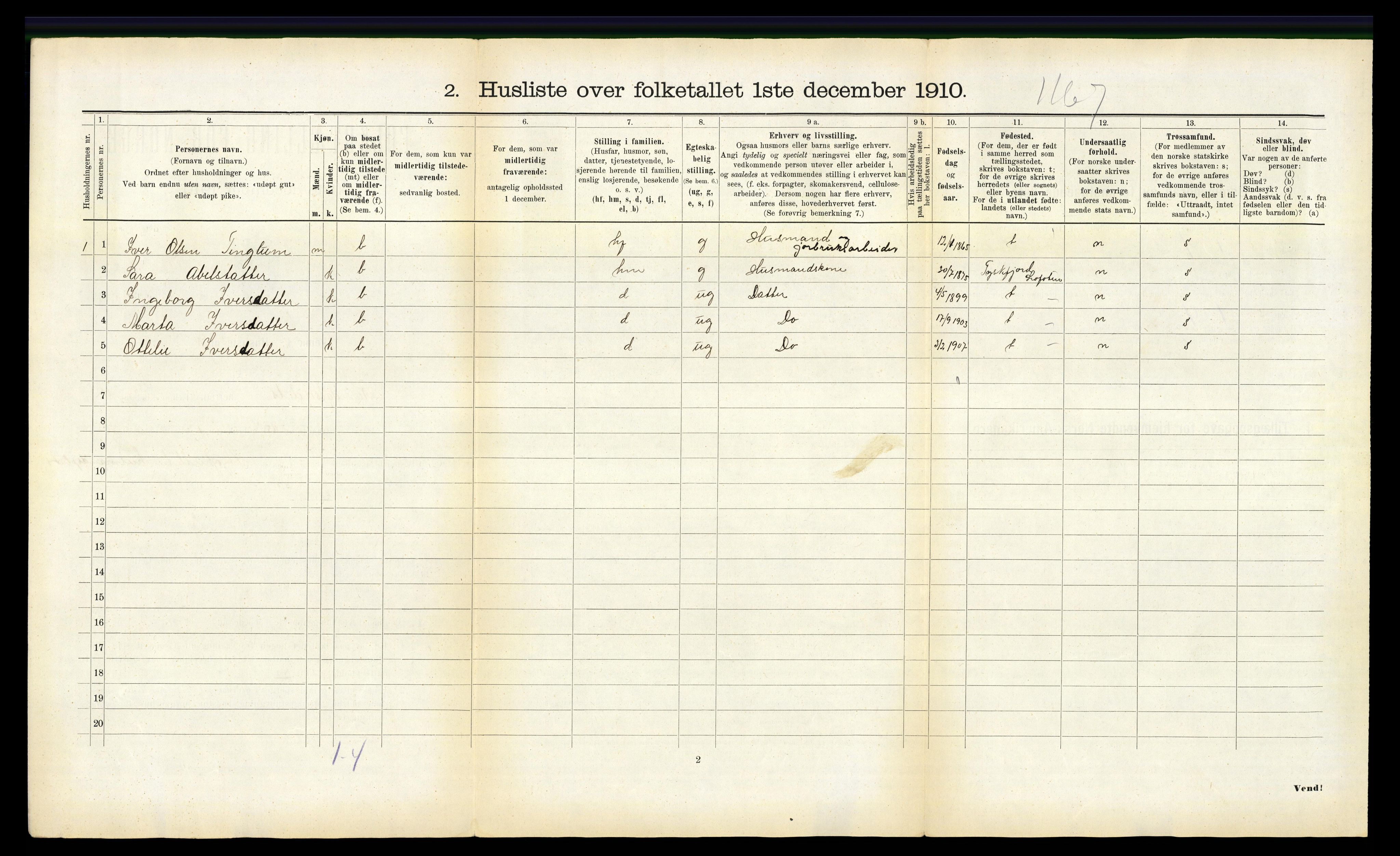 RA, 1910 census for Namdalseid, 1910, p. 481