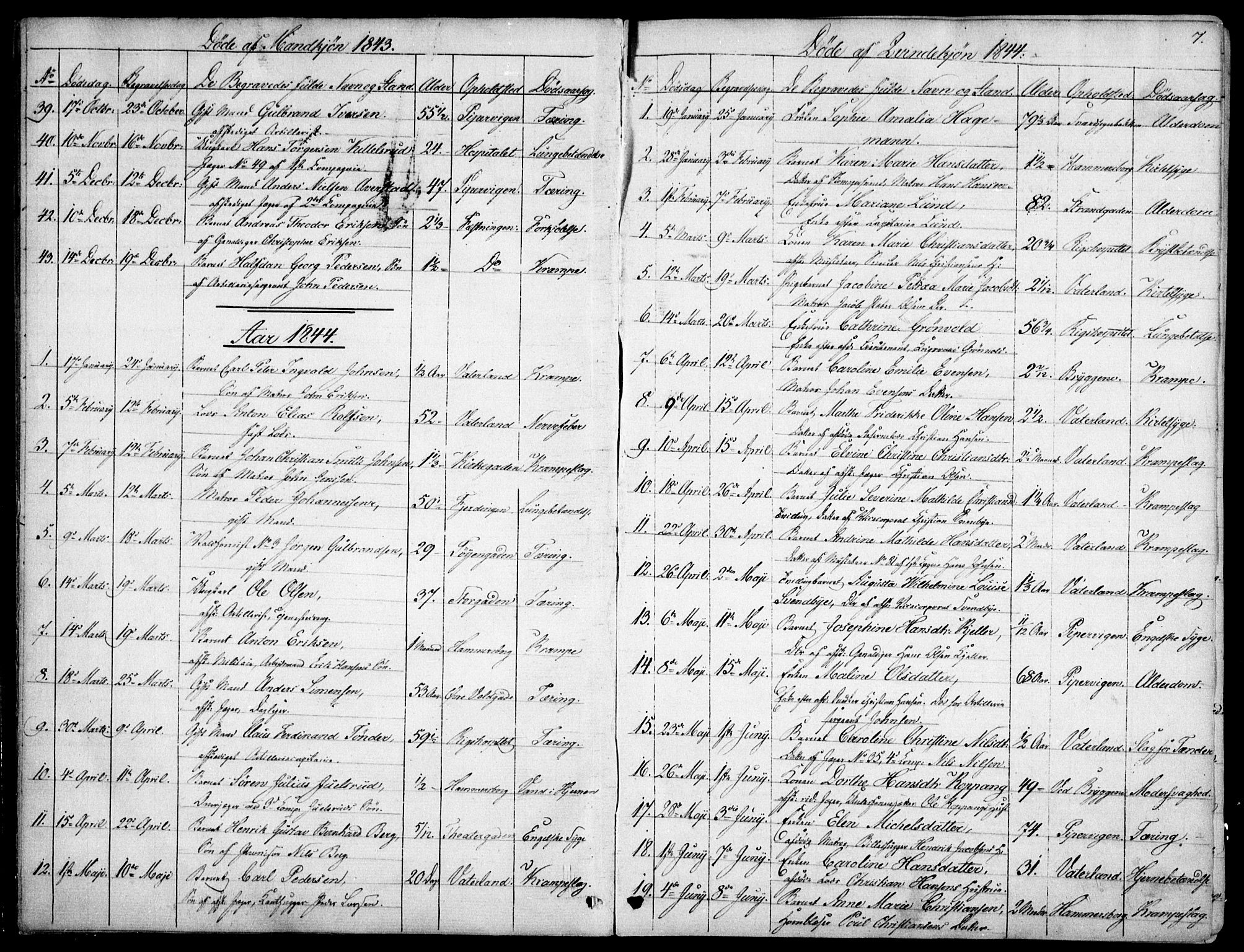 Garnisonsmenigheten Kirkebøker, SAO/A-10846/F/Fa/L0009: Parish register (official) no. 9, 1842-1859, p. 7