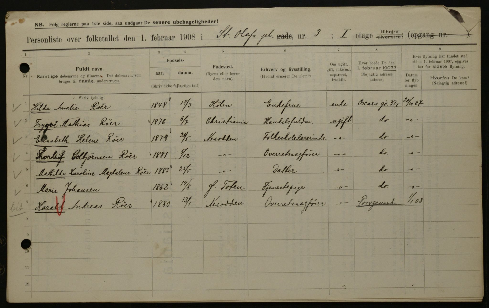 OBA, Municipal Census 1908 for Kristiania, 1908, p. 79640