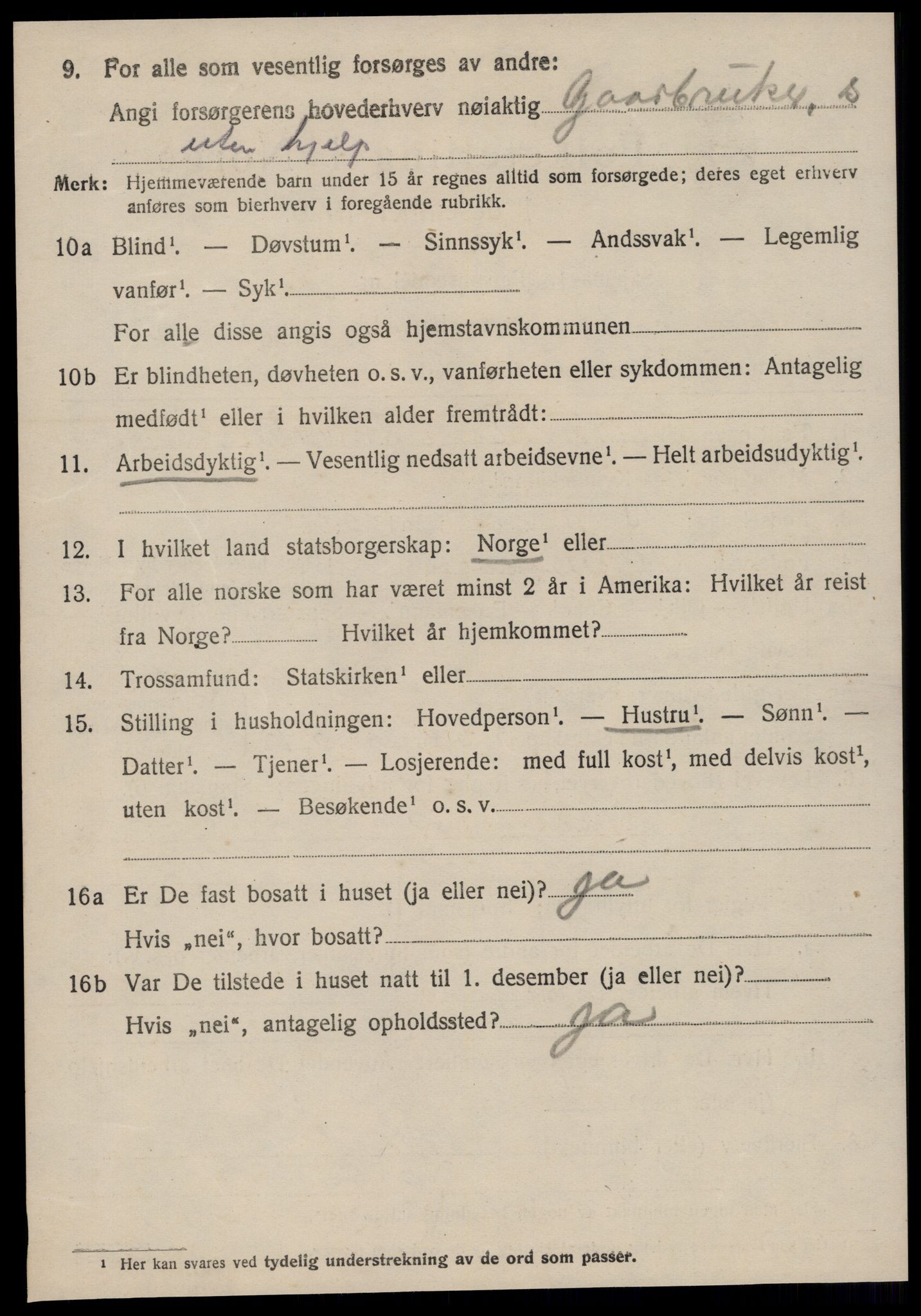 SAT, 1920 census for Stranda, 1920, p. 2424