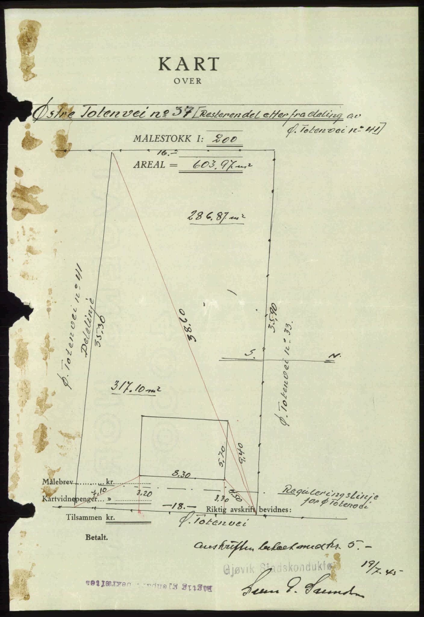 Toten tingrett, SAH/TING-006/H/Hb/Hbc/L0013: Mortgage book no. Hbc-13, 1945-1945, Diary no: : 1082/1945