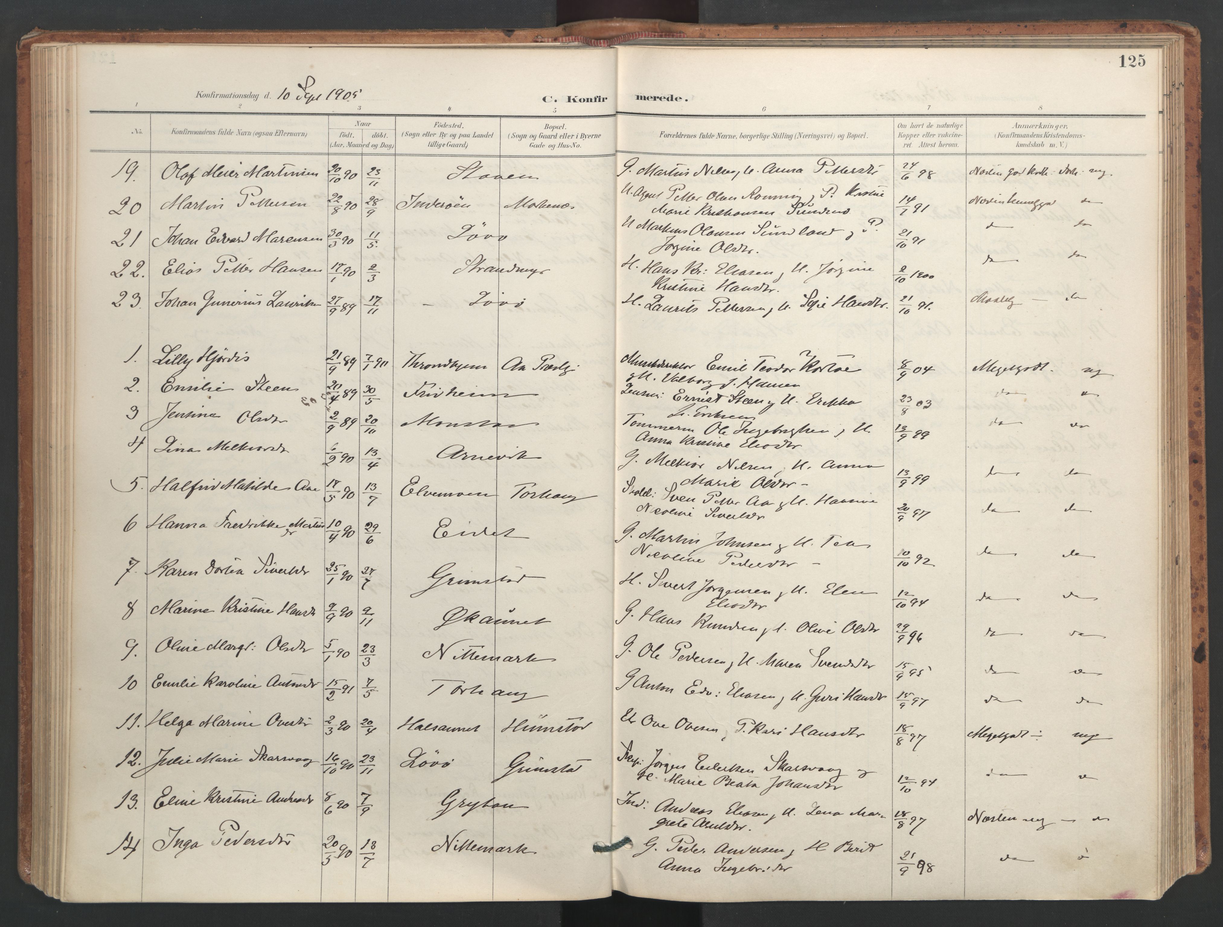 Ministerialprotokoller, klokkerbøker og fødselsregistre - Sør-Trøndelag, SAT/A-1456/655/L0681: Parish register (official) no. 655A10, 1895-1907, p. 125