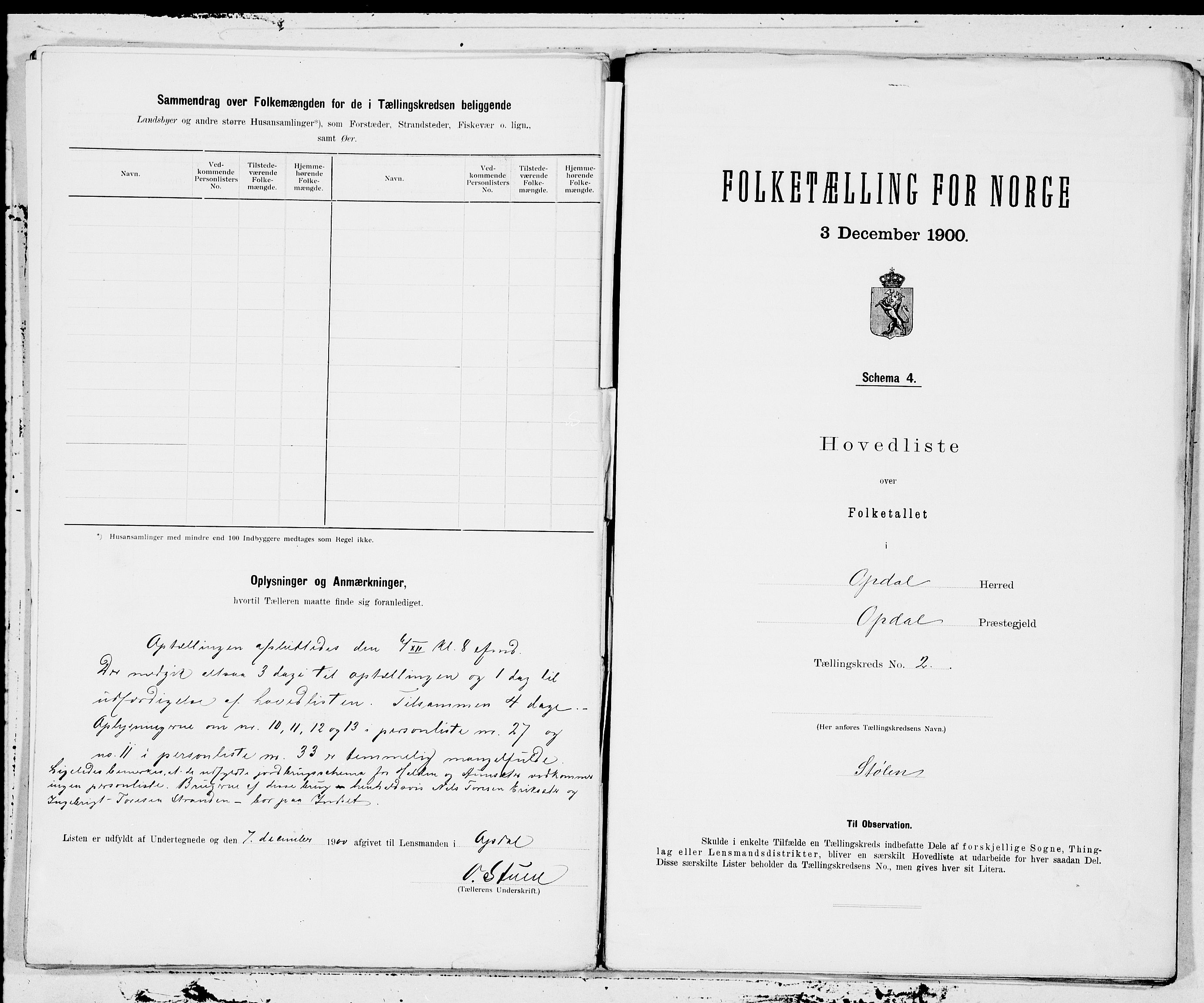 SAT, 1900 census for Oppdal, 1900, p. 4