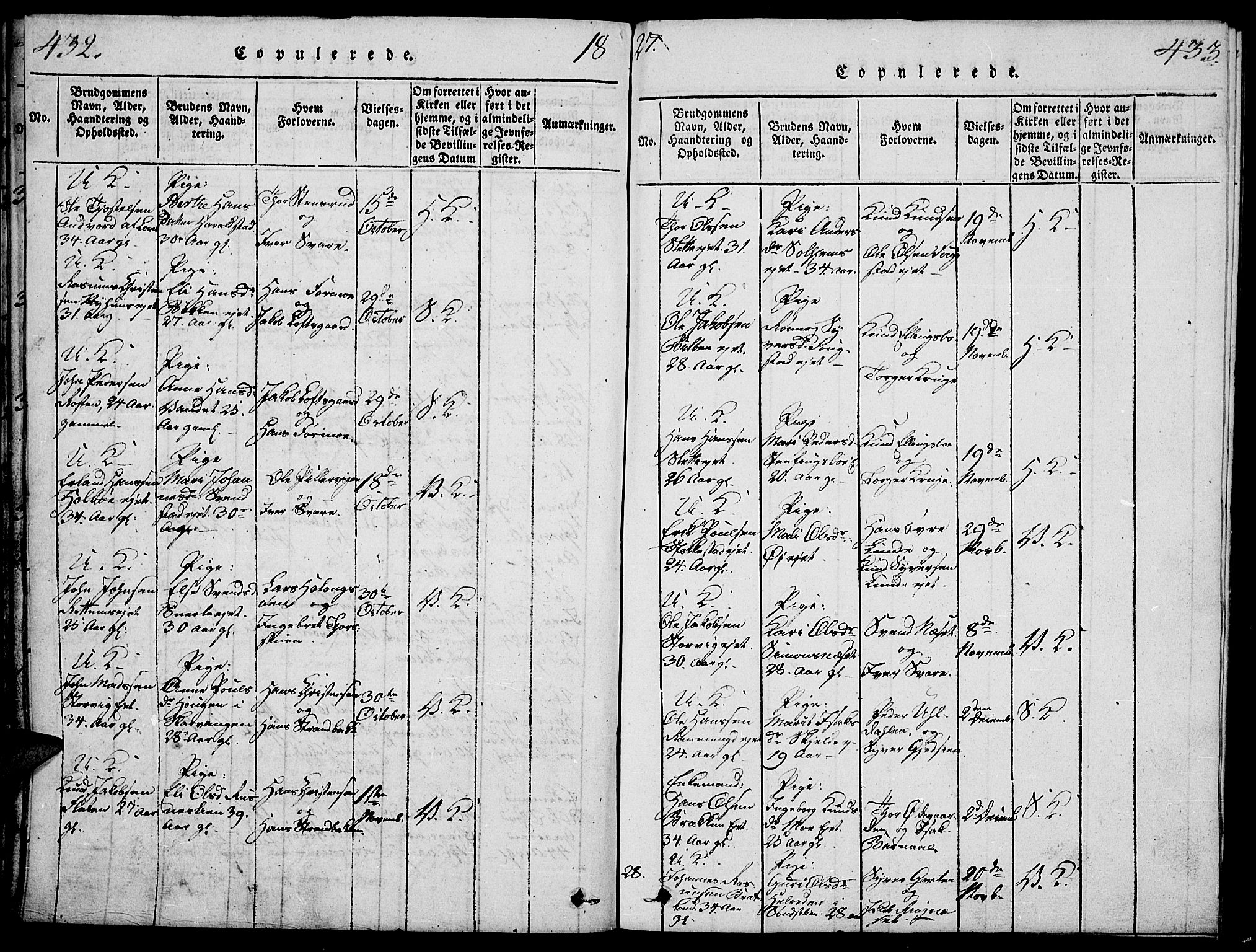 Vågå prestekontor, SAH/PREST-076/H/Ha/Haa/L0003: Parish register (official) no. 3, 1815-1827, p. 432-433