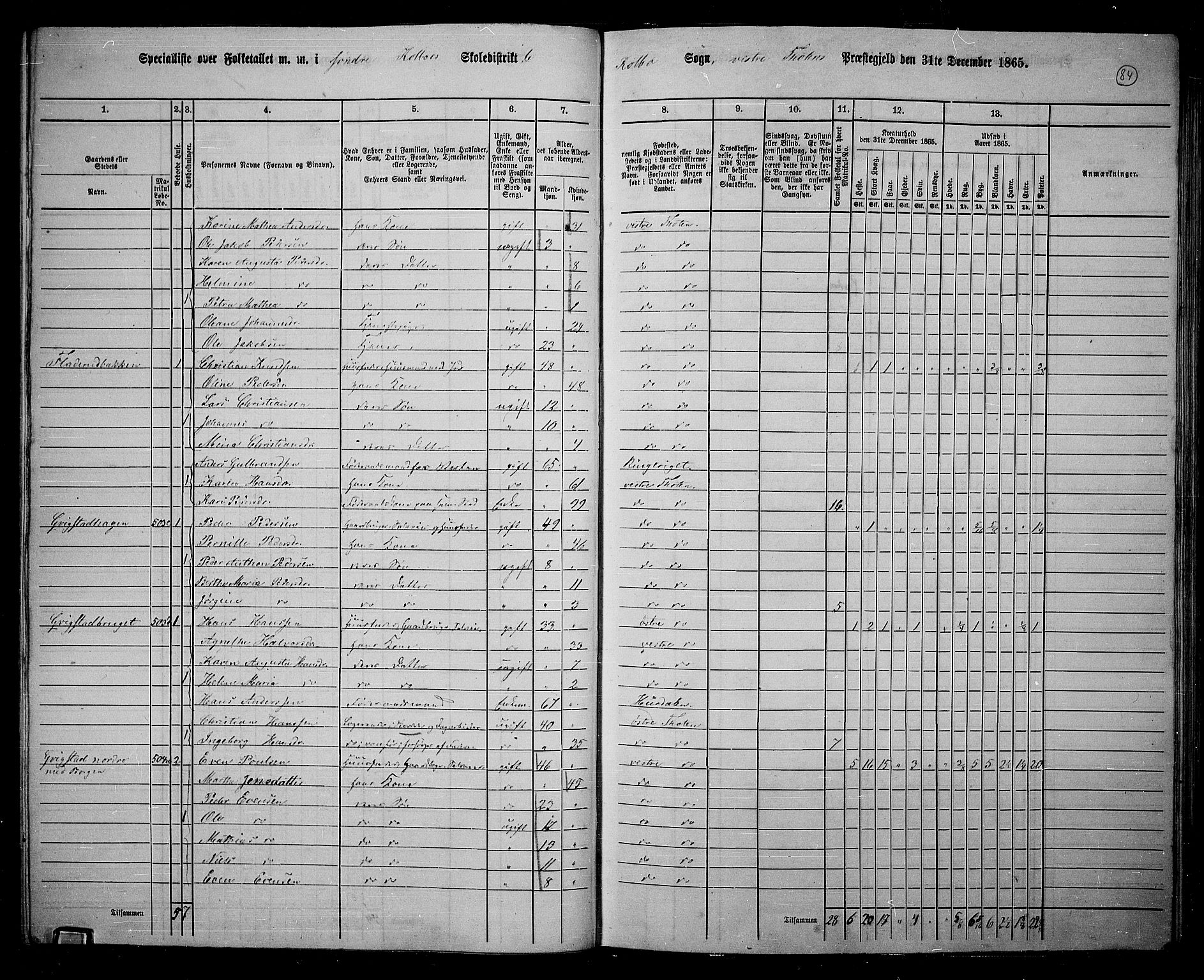 RA, 1865 census for Vestre Toten, 1865, p. 238