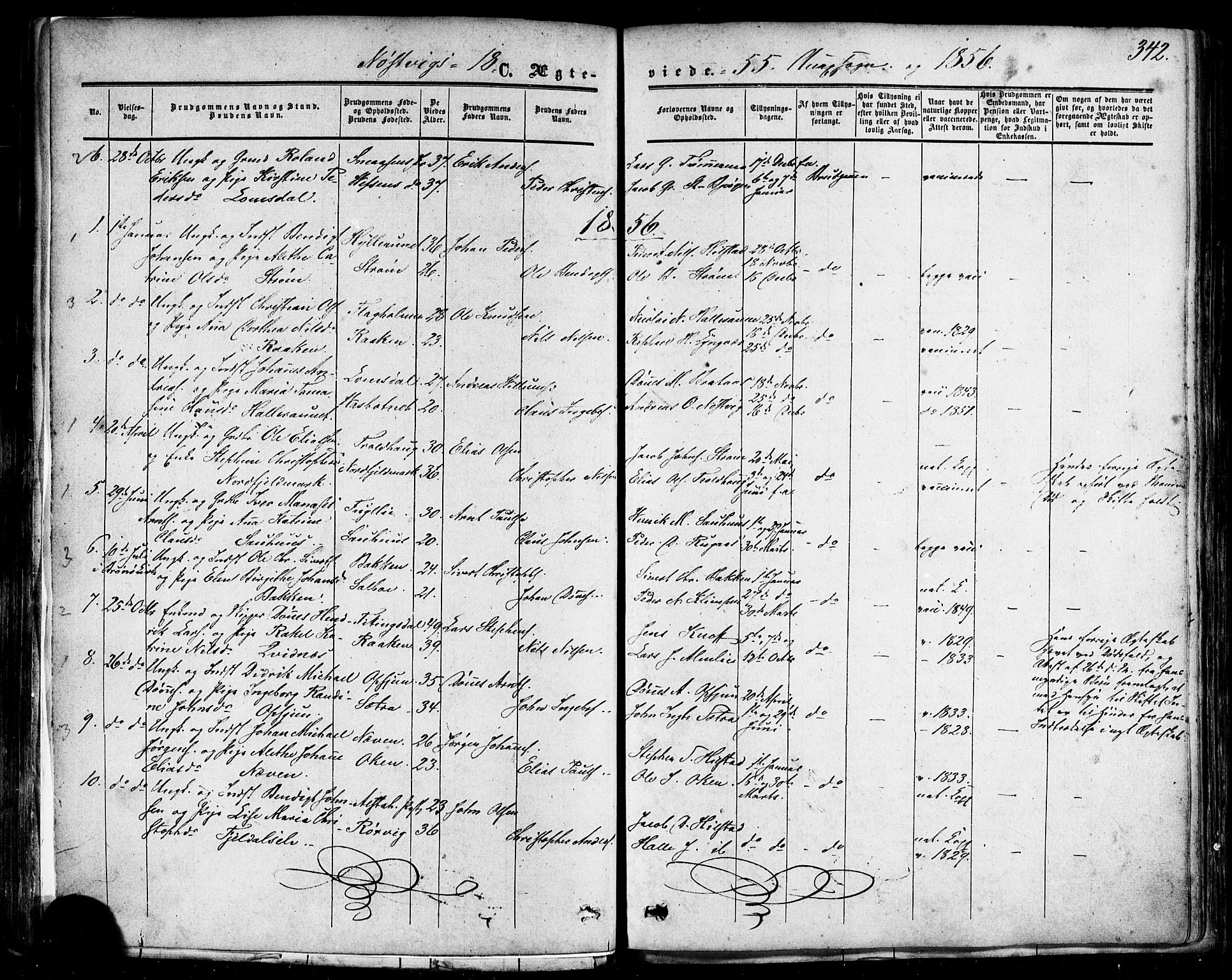 Ministerialprotokoller, klokkerbøker og fødselsregistre - Nordland, AV/SAT-A-1459/814/L0224: Parish register (official) no. 814A05, 1834-1874, p. 342