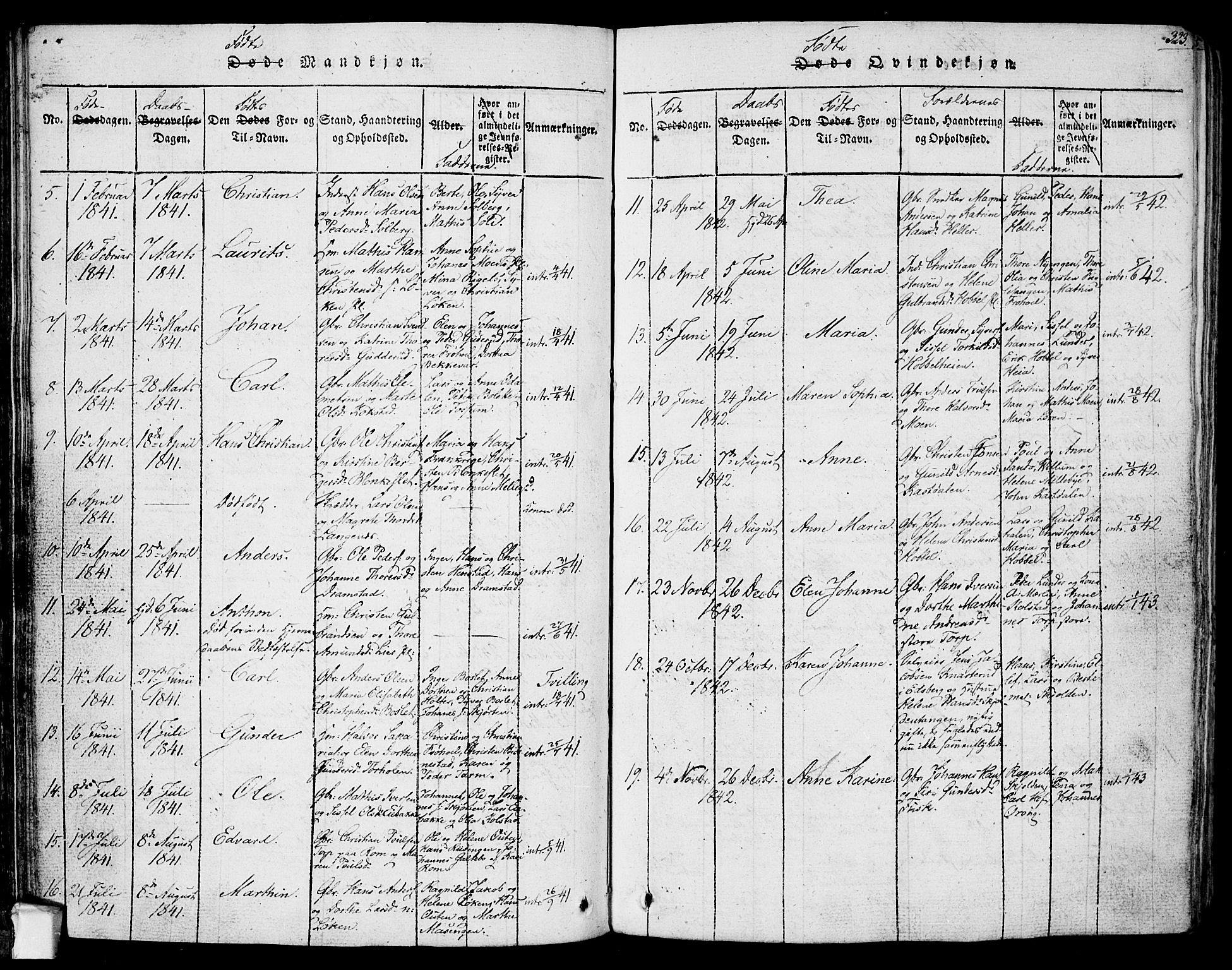 Askim prestekontor Kirkebøker, SAO/A-10900/F/Fa/L0004: Parish register (official) no. 4, 1817-1846, p. 322-323