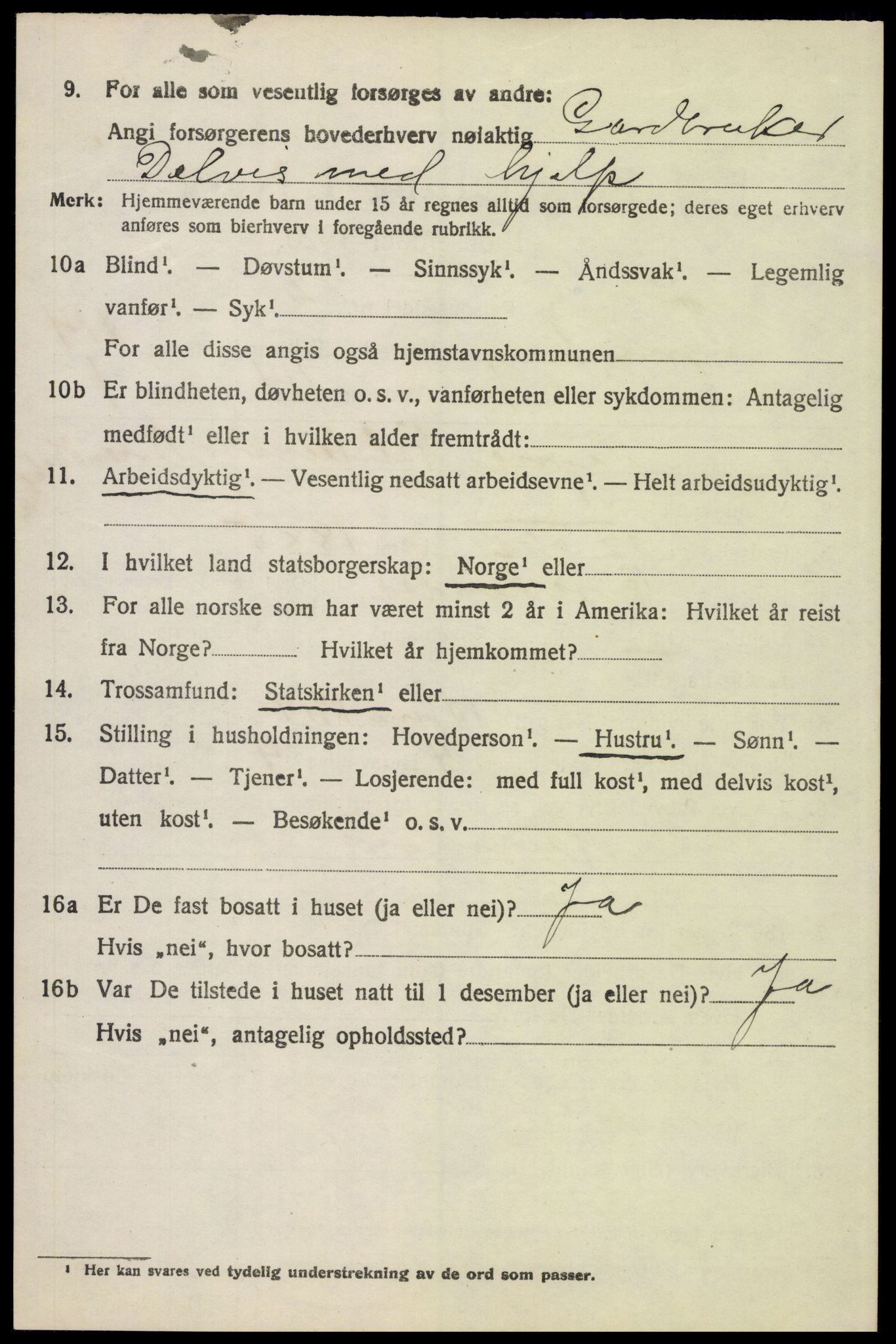 SAH, 1920 census for Tynset, 1920, p. 8931