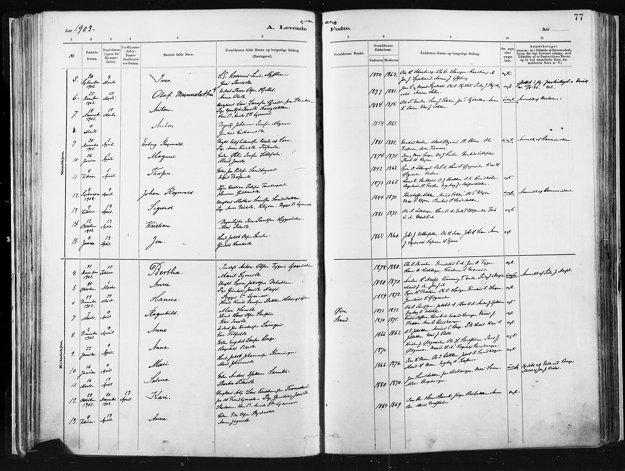 Vågå prestekontor, AV/SAH-PREST-076/H/Ha/Haa/L0009: Parish register (official) no. 9, 1886-1904, p. 77