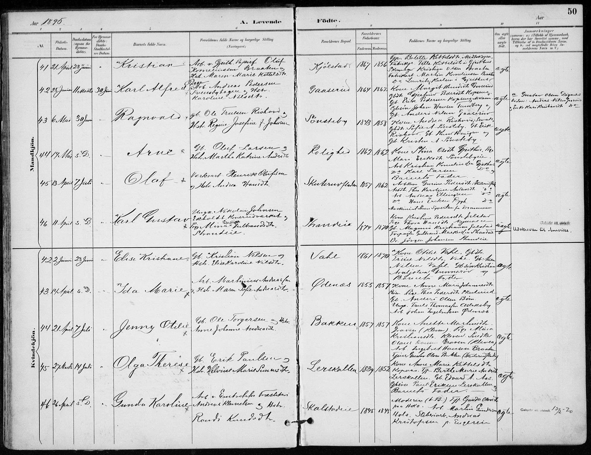 Modum kirkebøker, AV/SAKO-A-234/F/Fa/L0012: Parish register (official) no. 12, 1890-1898, p. 50