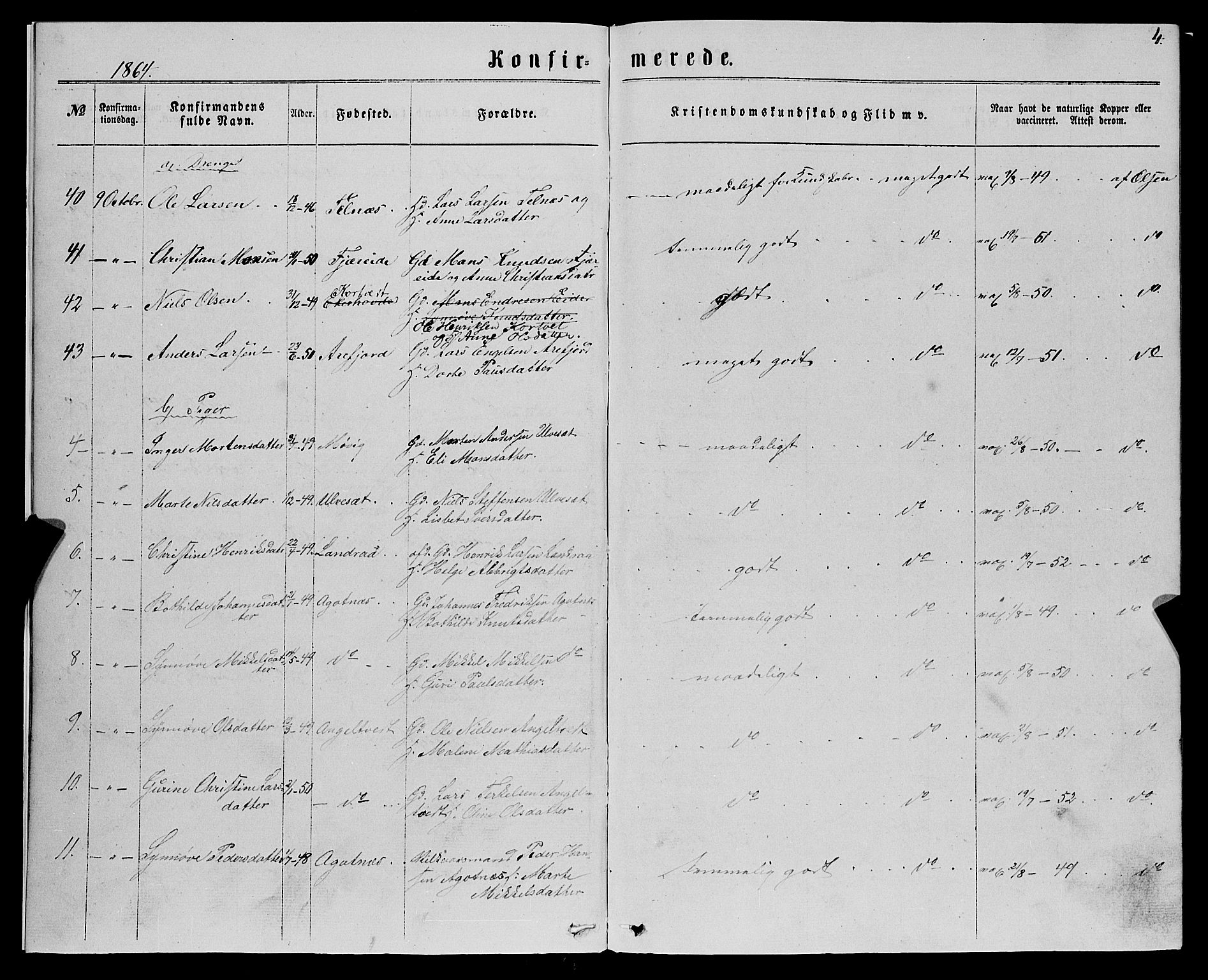 Fjell sokneprestembete, SAB/A-75301/H/Haa: Parish register (official) no. A 5, 1864-1877, p. 4