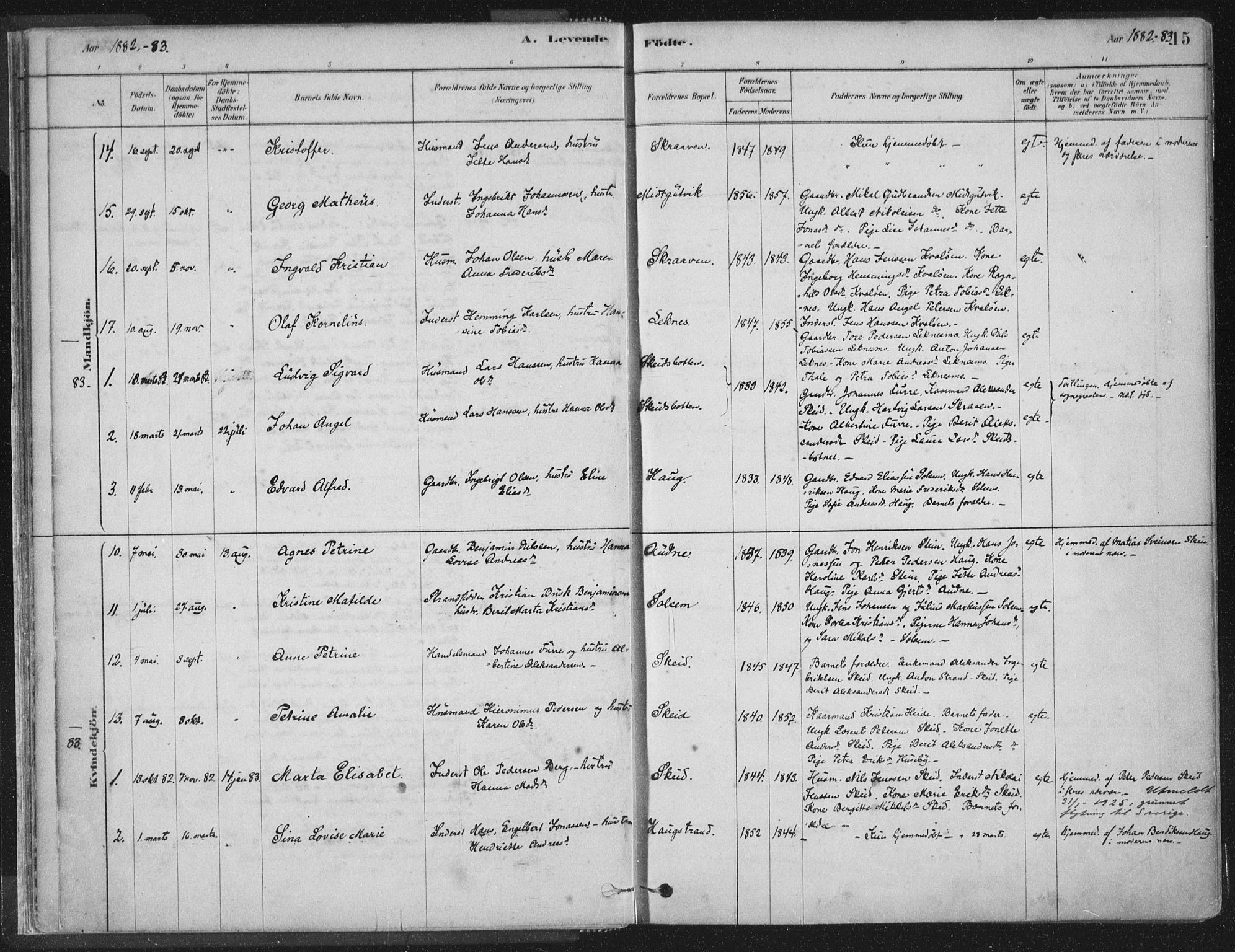 Ministerialprotokoller, klokkerbøker og fødselsregistre - Nord-Trøndelag, SAT/A-1458/788/L0697: Parish register (official) no. 788A04, 1878-1902, p. 15