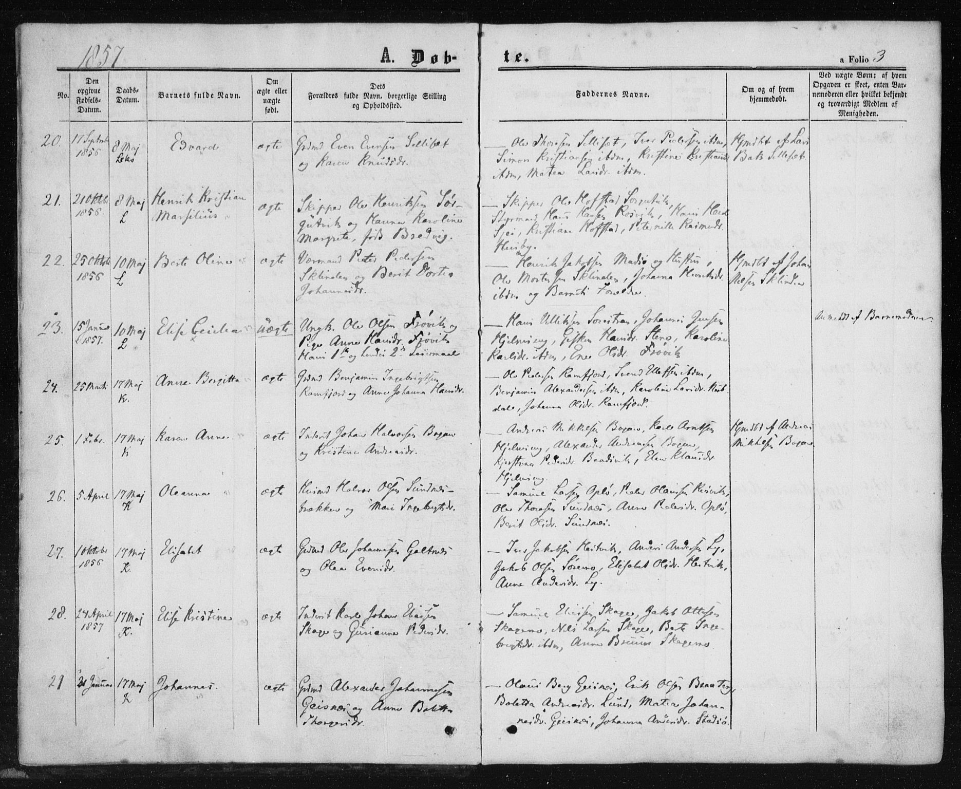 Ministerialprotokoller, klokkerbøker og fødselsregistre - Nord-Trøndelag, SAT/A-1458/780/L0641: Parish register (official) no. 780A06, 1857-1874, p. 3