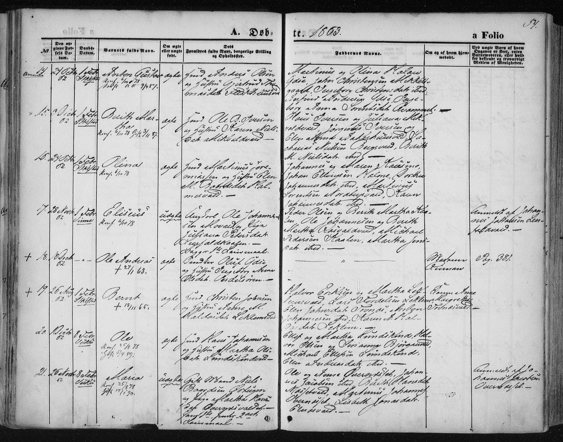 Ministerialprotokoller, klokkerbøker og fødselsregistre - Nord-Trøndelag, AV/SAT-A-1458/723/L0241: Parish register (official) no. 723A10, 1860-1869, p. 54