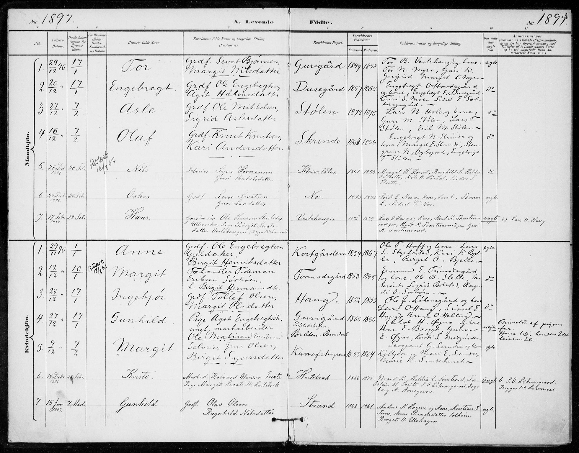 Ål kirkebøker, AV/SAKO-A-249/F/Fa/L0009: Parish register (official) no. I 9, 1897-1915, p. 4