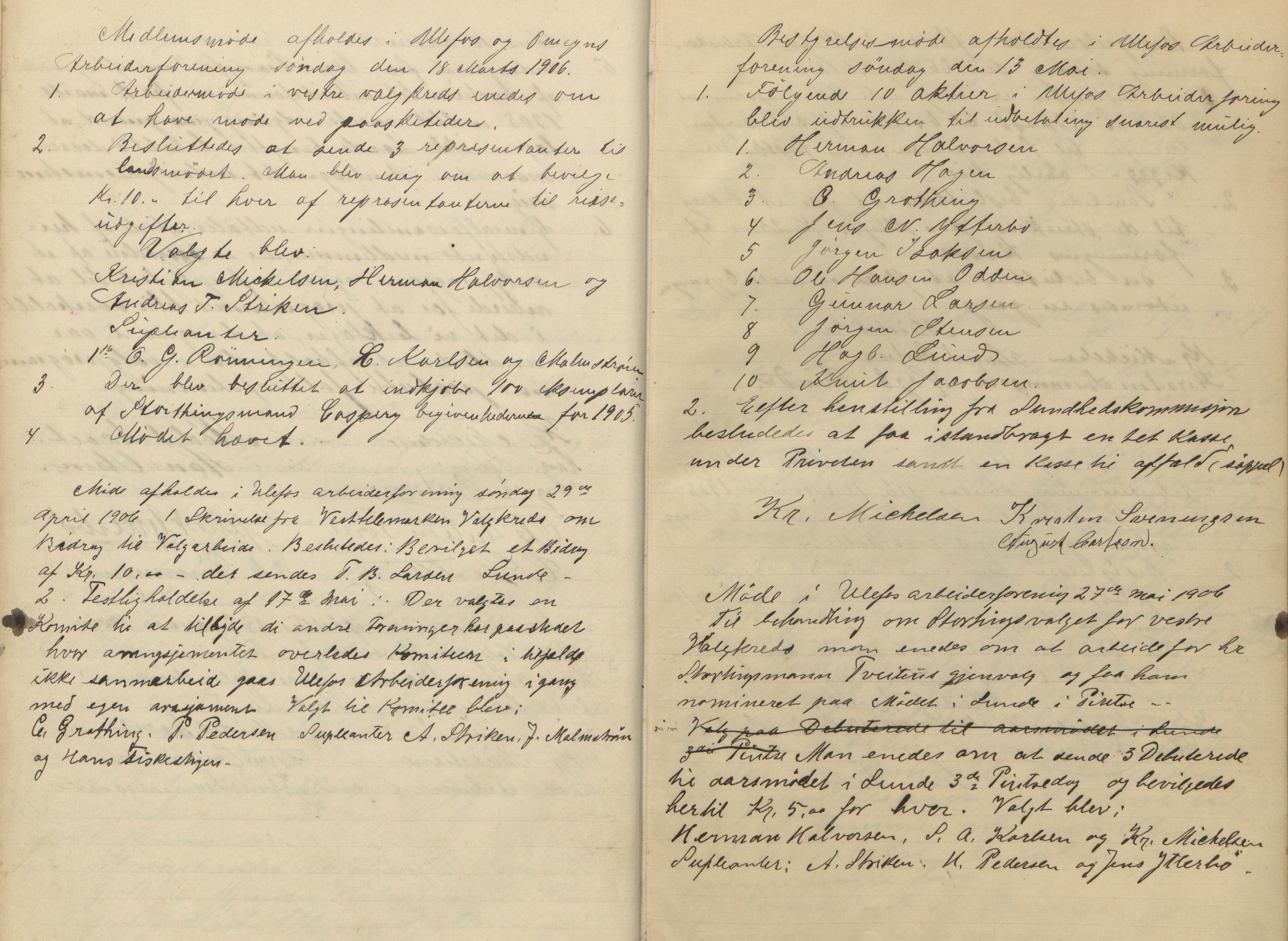 Ulefoss og Omegns Arbeiderforening , AAT/AAT-819011/A/L0002: Møtebok, 1904-1929