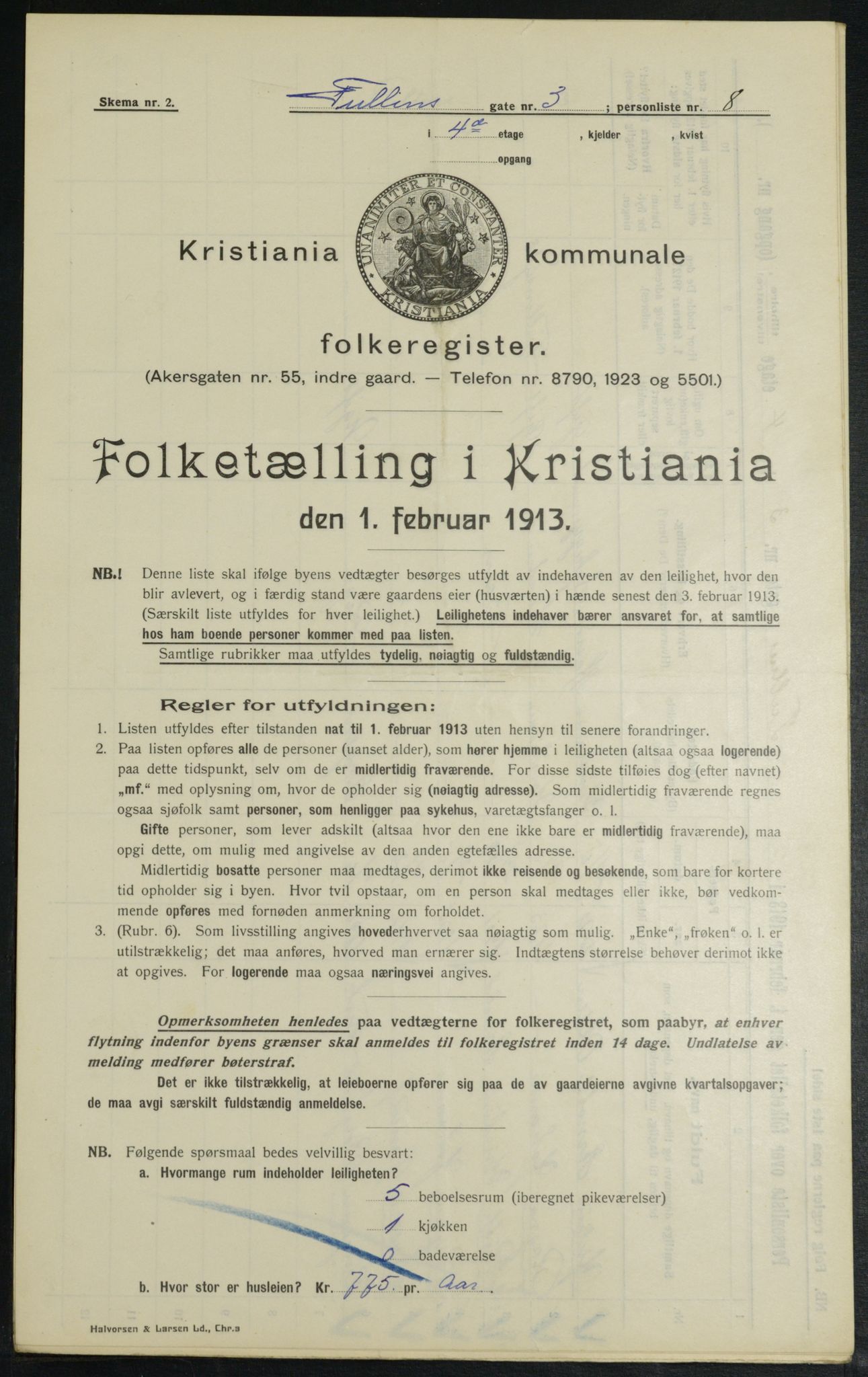 OBA, Municipal Census 1913 for Kristiania, 1913, p. 117351