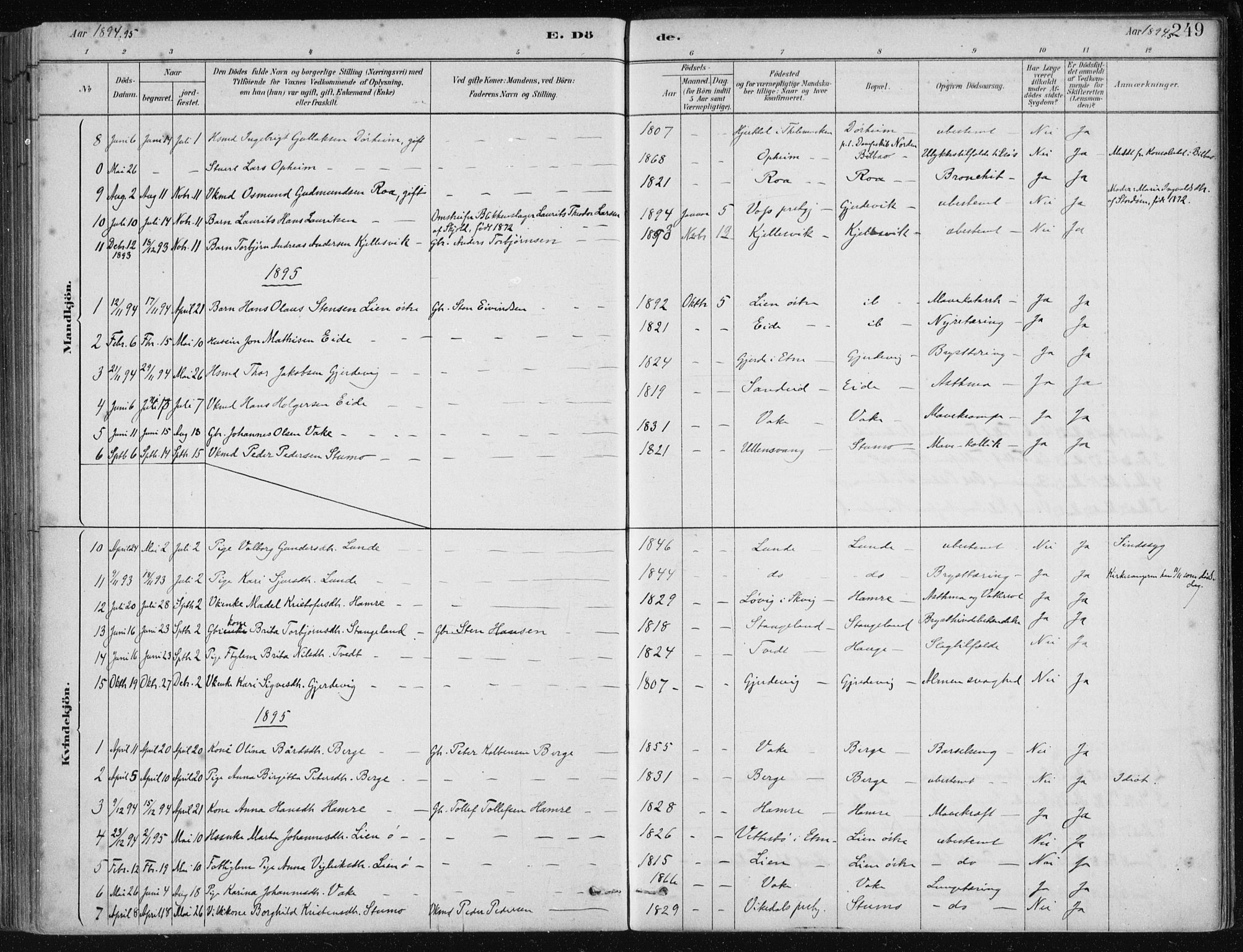 Fjelberg sokneprestembete, AV/SAB-A-75201/H/Haa: Parish register (official) no. D 1, 1879-1918, p. 249