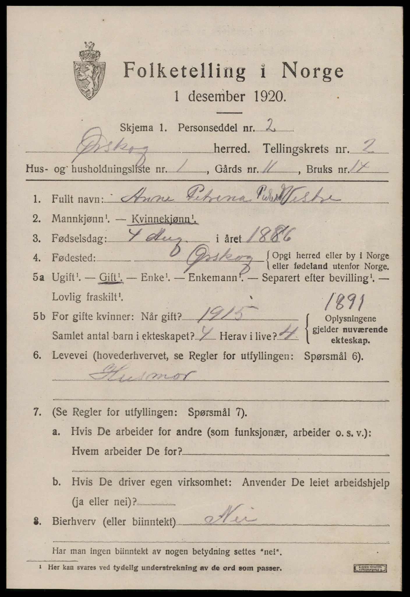 SAT, 1920 census for Ørskog, 1920, p. 1180