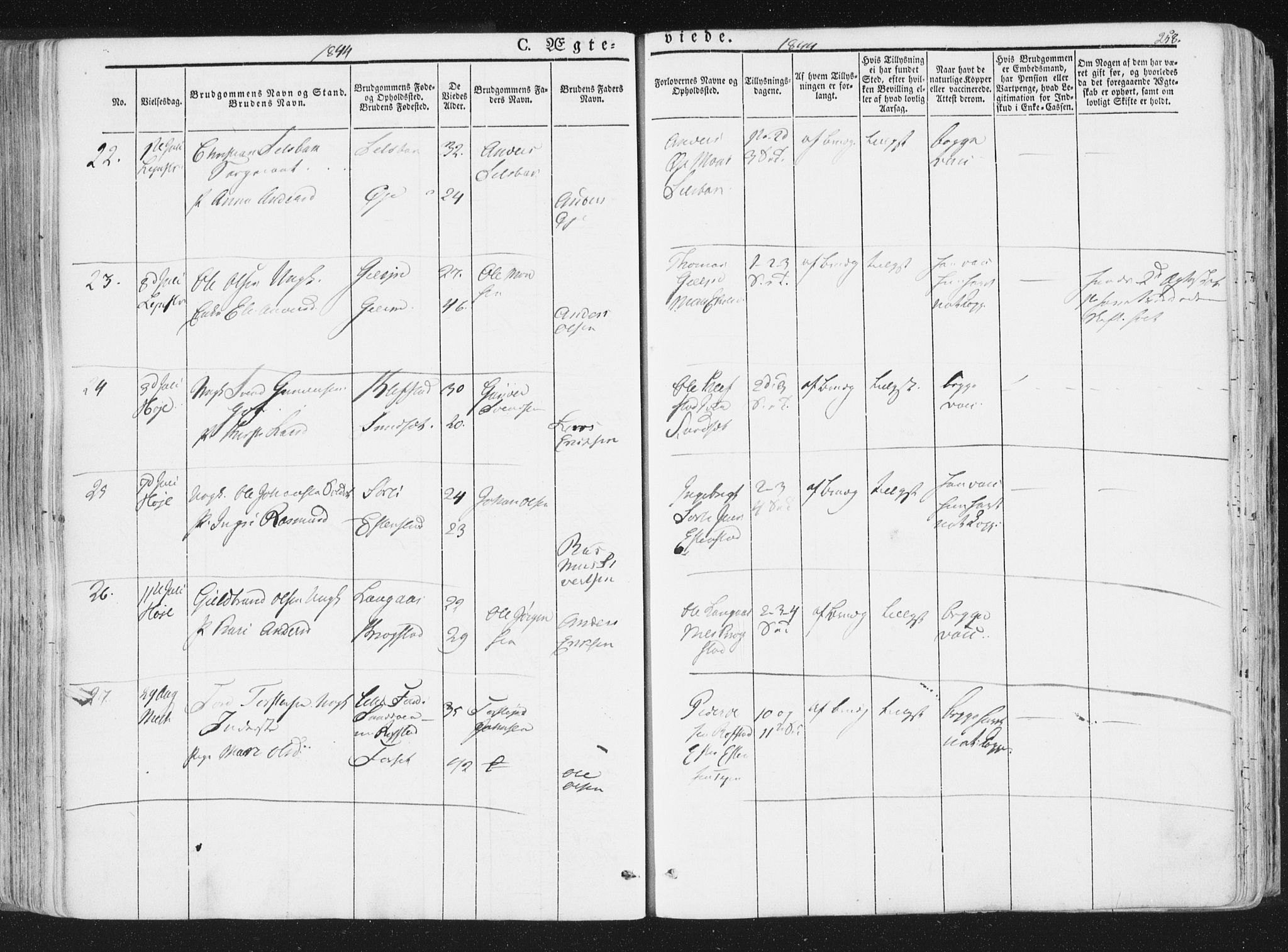 Ministerialprotokoller, klokkerbøker og fødselsregistre - Sør-Trøndelag, SAT/A-1456/691/L1074: Parish register (official) no. 691A06, 1842-1852, p. 258