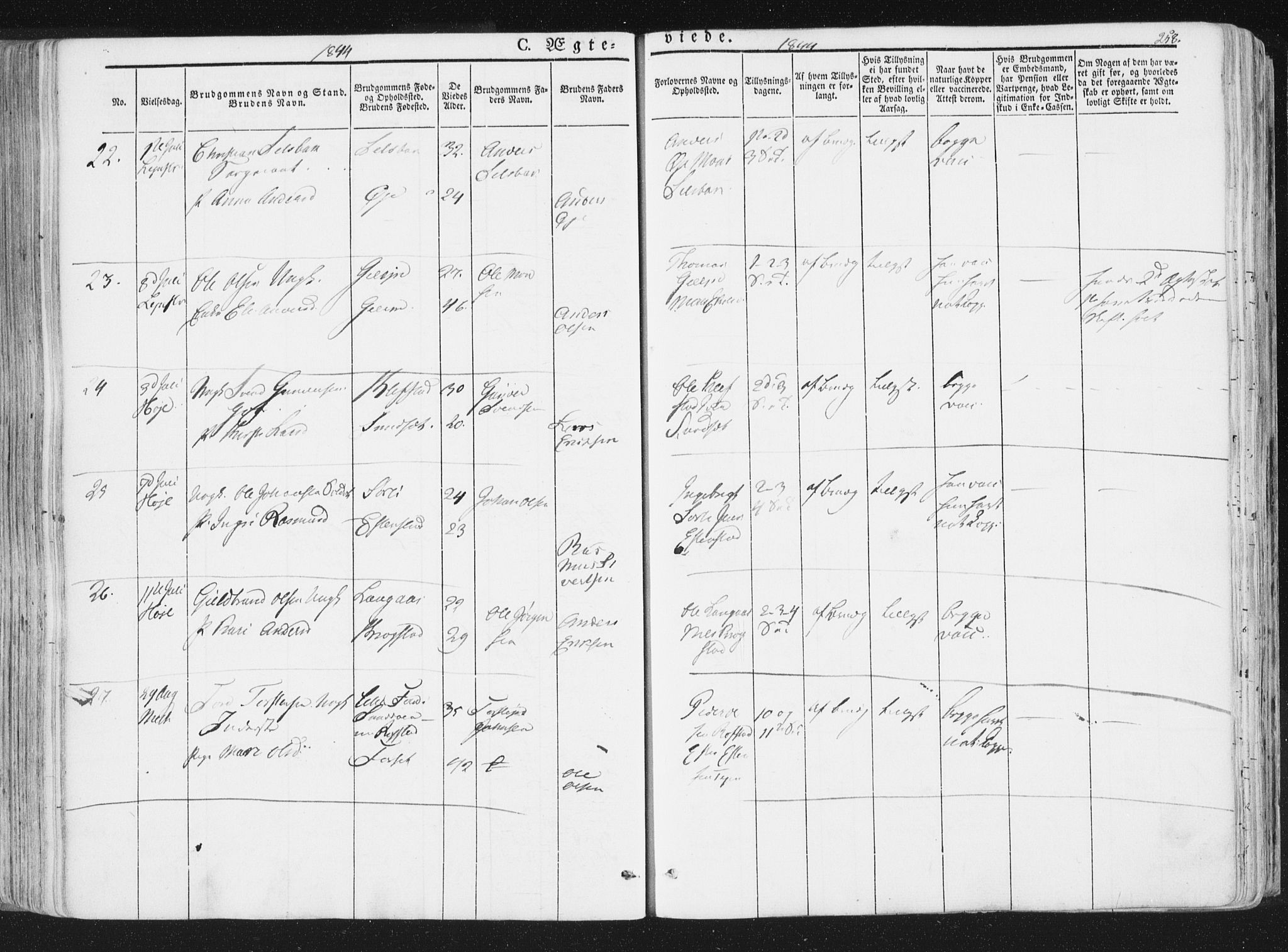 Ministerialprotokoller, klokkerbøker og fødselsregistre - Sør-Trøndelag, AV/SAT-A-1456/691/L1074: Parish register (official) no. 691A06, 1842-1852, p. 258