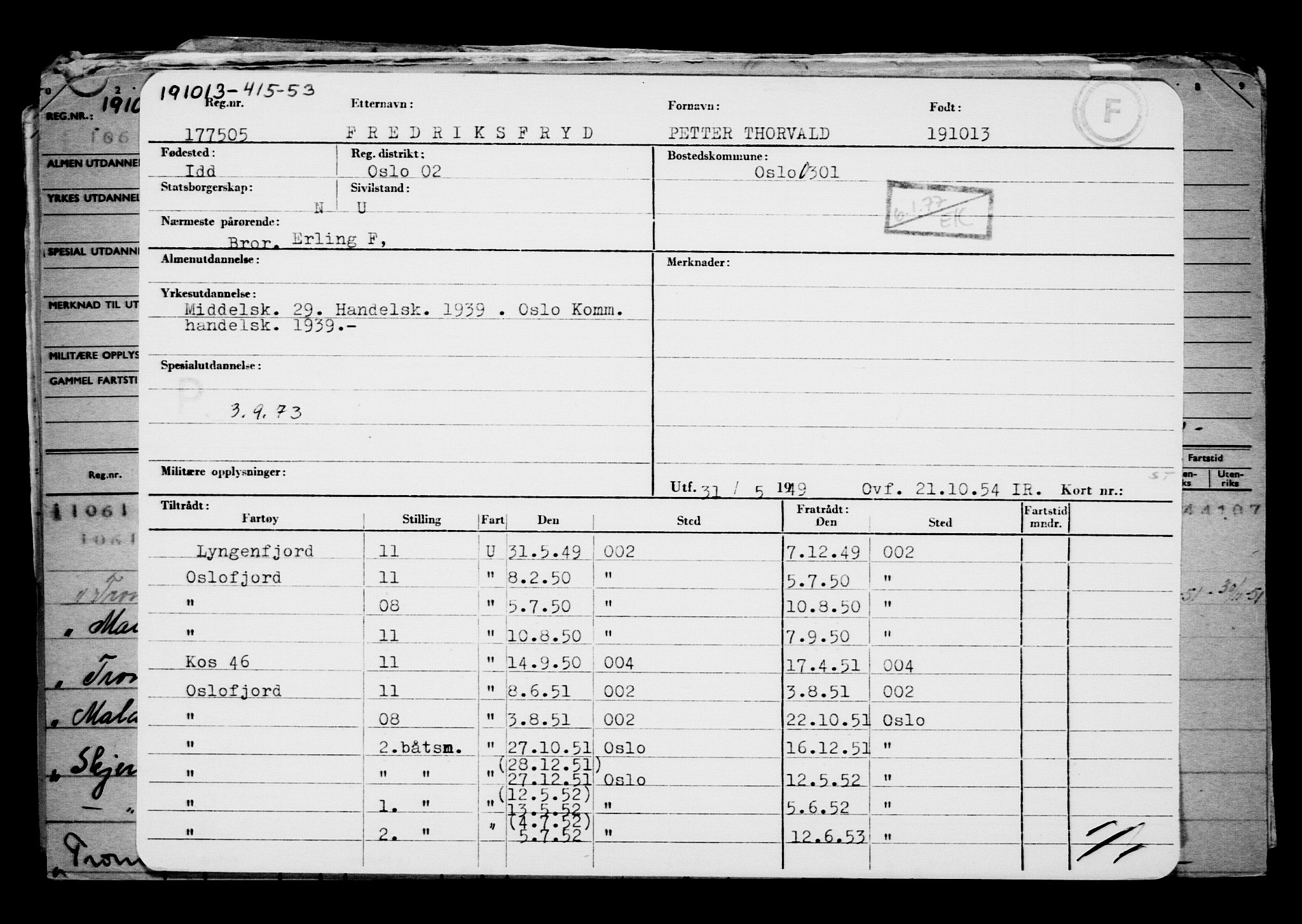 Direktoratet for sjømenn, AV/RA-S-3545/G/Gb/L0116: Hovedkort, 1913, p. 125