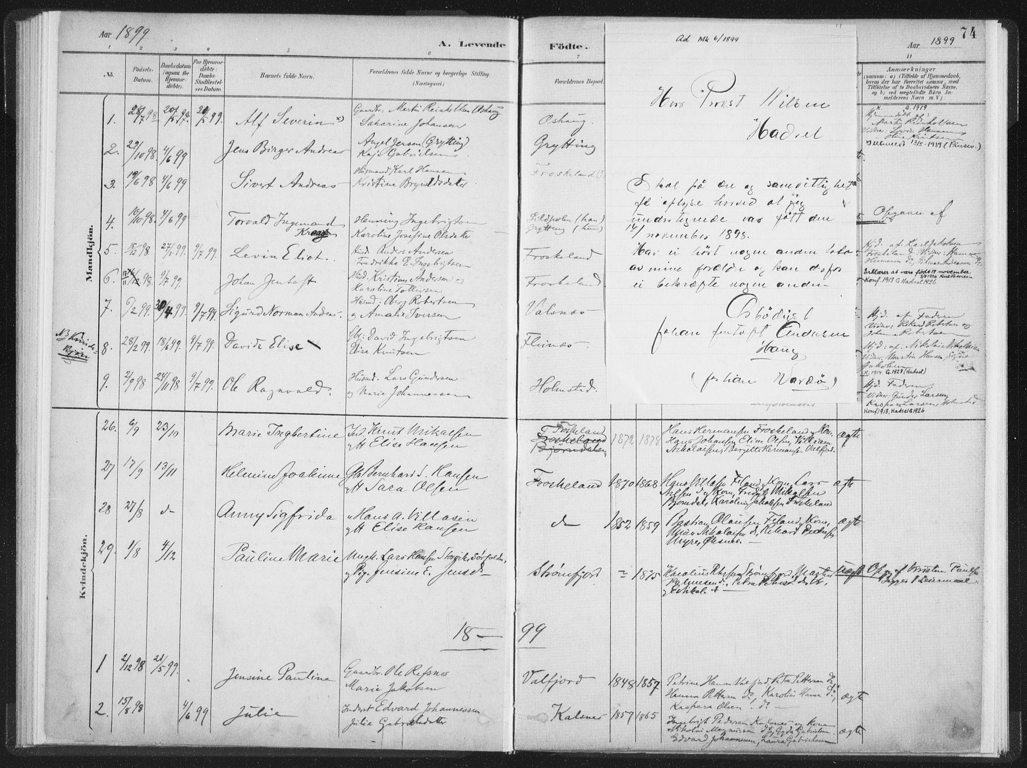Ministerialprotokoller, klokkerbøker og fødselsregistre - Nordland, SAT/A-1459/890/L1286: Parish register (official) no. 890A01, 1882-1902, p. 74
