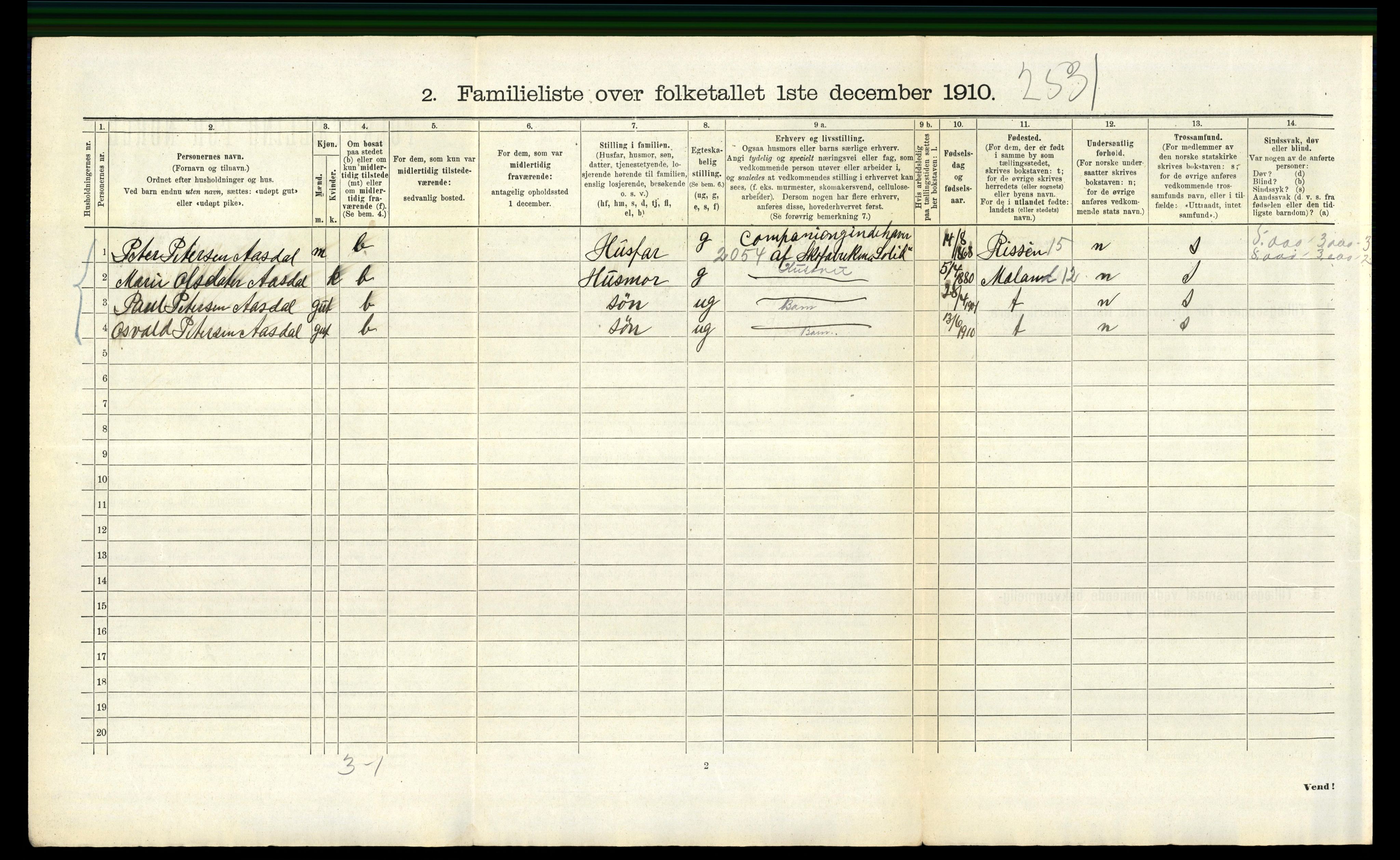 RA, 1910 census for Bergen, 1910, p. 25672